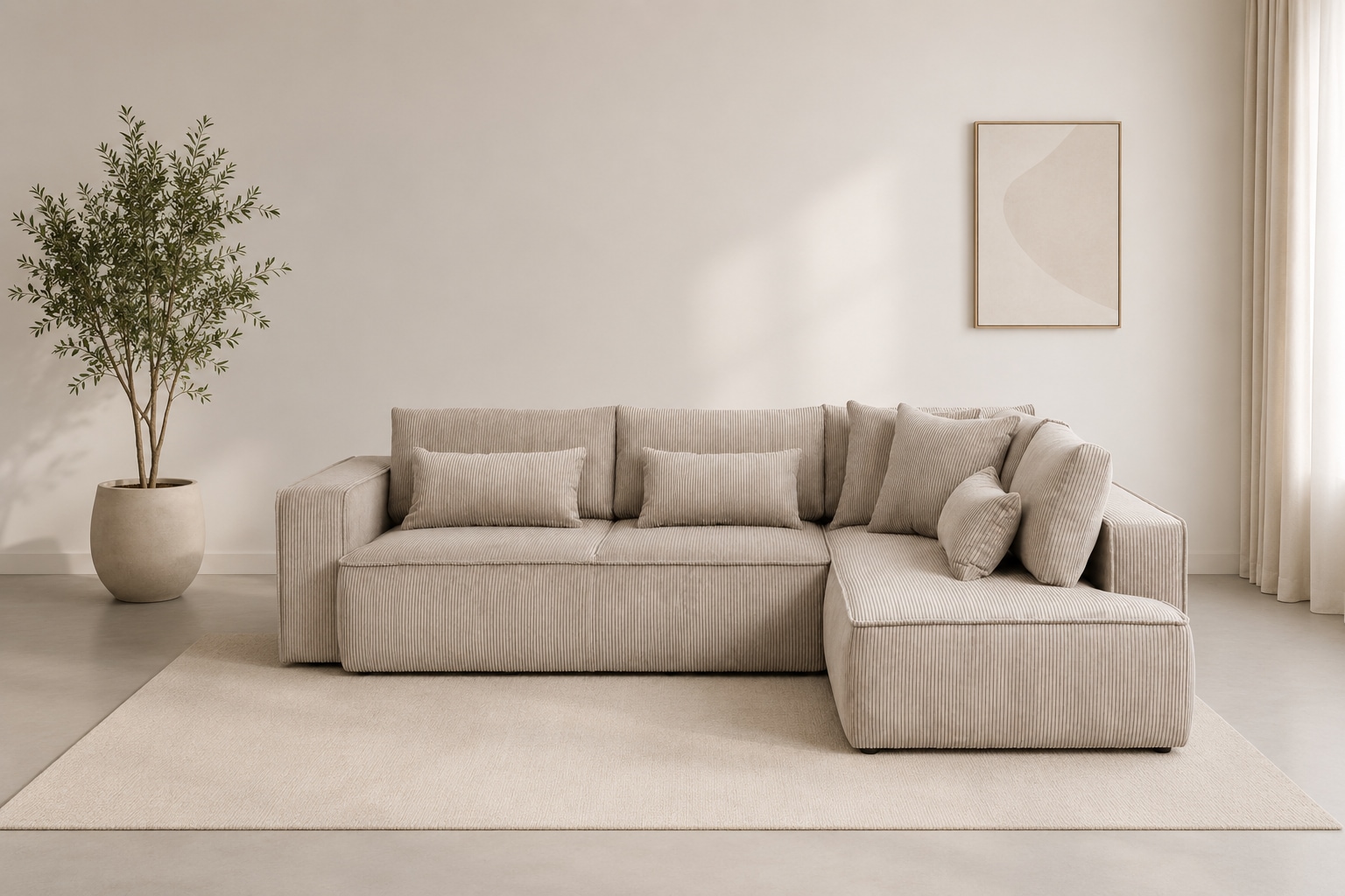 OTTO home Ecksofa "Tillian, Schlafsofa" Breite 294 cm, Breitkord, Sitzfläche mit Taschenfederkern