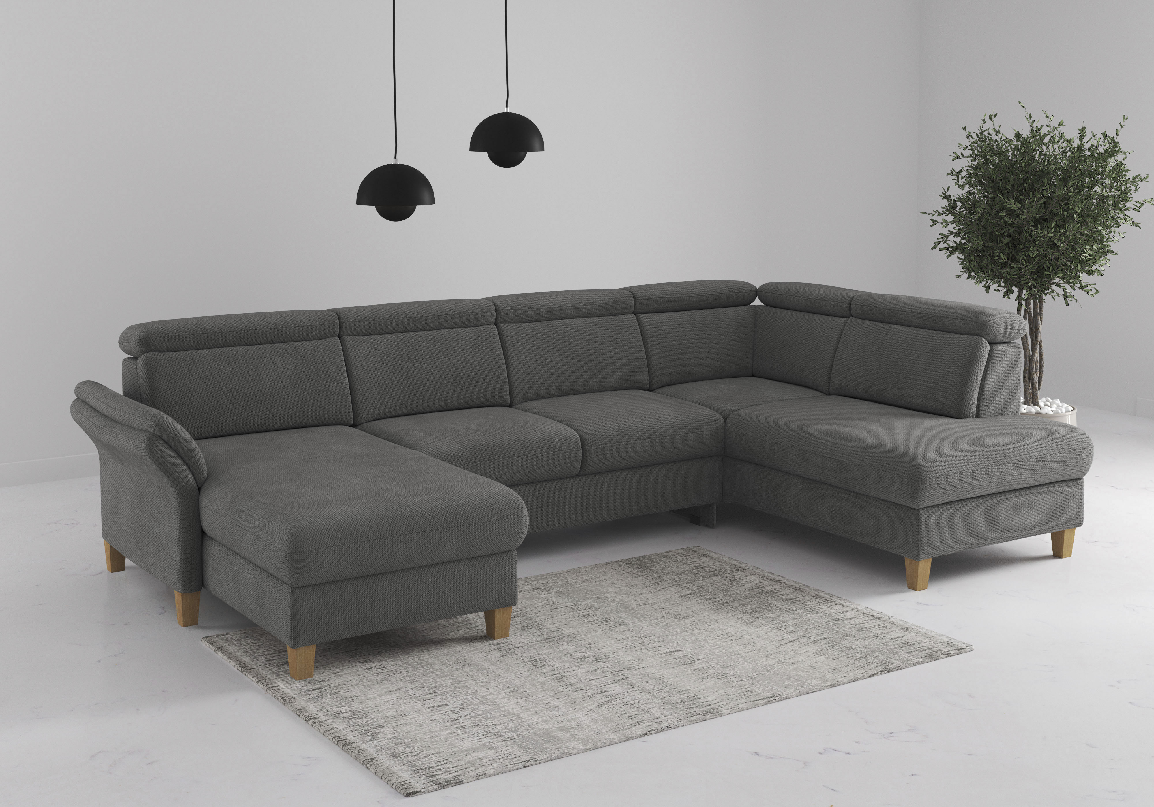 OTTO home Wohnlandschaft "Glendale, U-Form" inkl. Kopfteilverstellung, wahlweise mit Vorziehsitz und Bettkasten