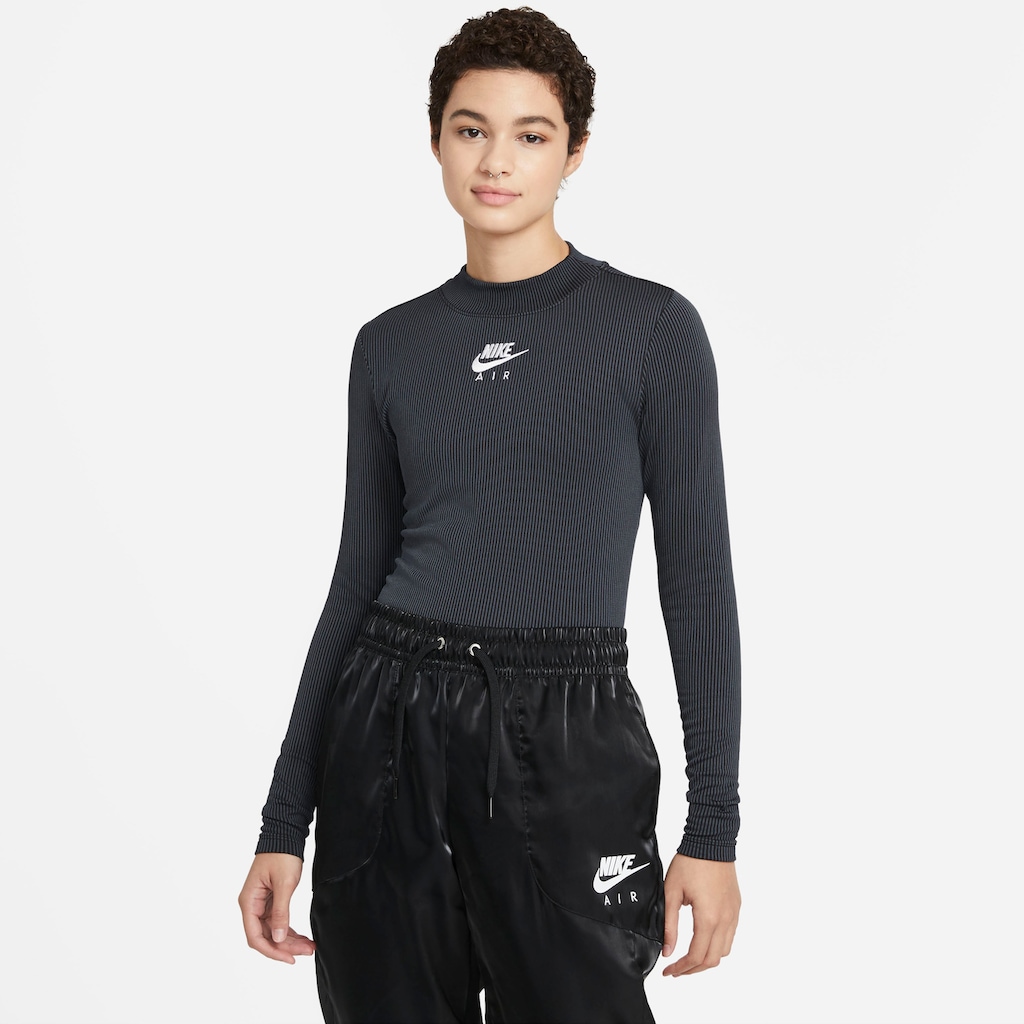 Damenmode Shirts & Sweatshirts Nike Sportswear Langarmshirt »Nike Air Women's Mock Neck Long Sleeve« schwarz-gestreift
