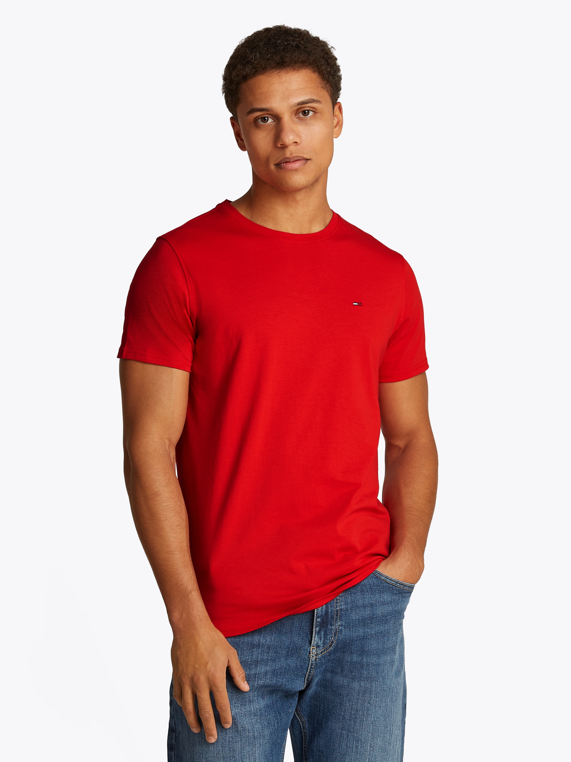 Tommy Jeans T-Shirt "TJM ESSENTIAL SOLID TEE", Regular Fit mit Rundhalsauss günstig online kaufen