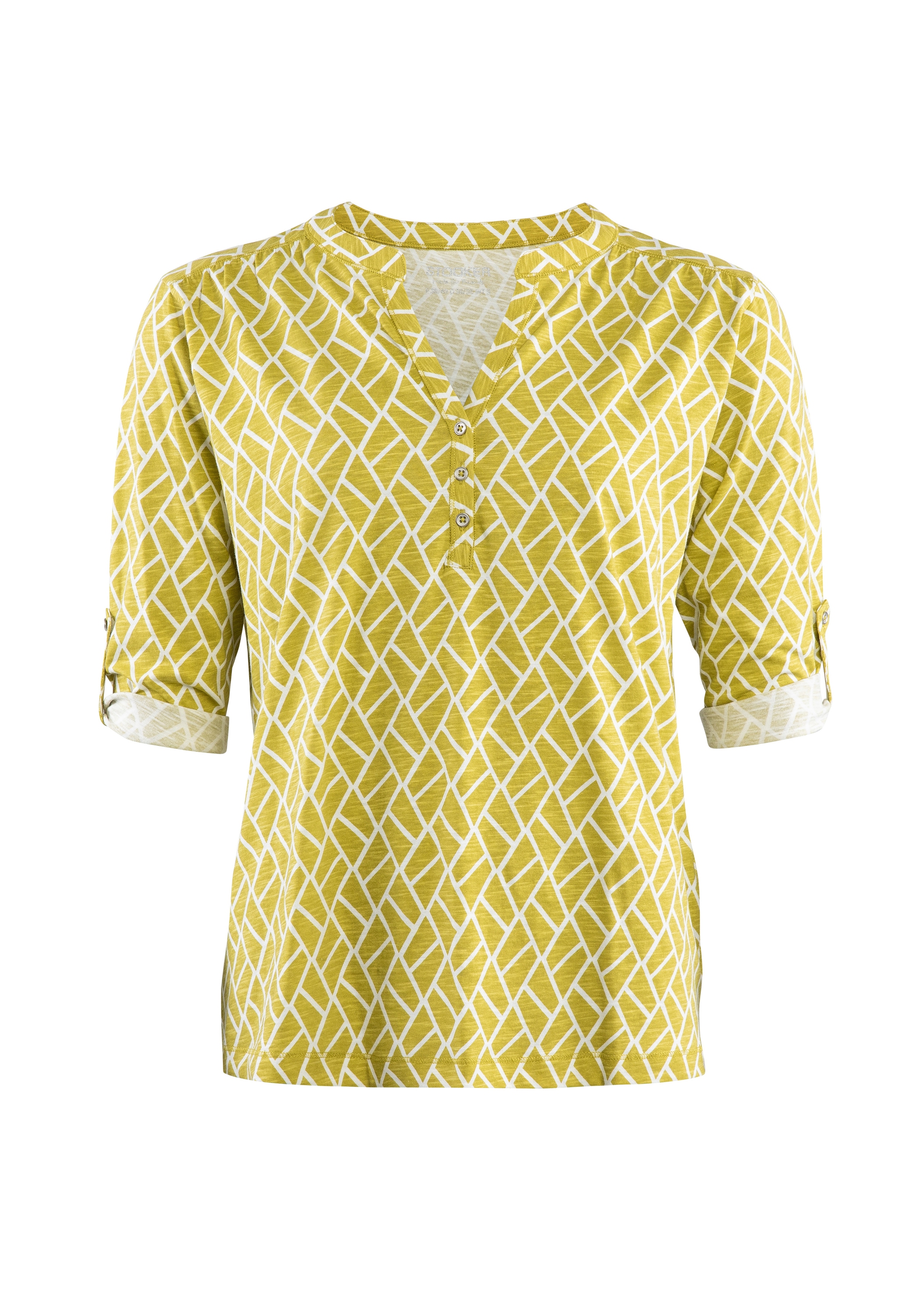 STOOKER WOMEN 3/4-Arm-Shirt »MARIE Print Shirt 3/4 -Arm«, Regular Fit Slub Yarn Baumwolle Shirt Knopfleiste für Damen