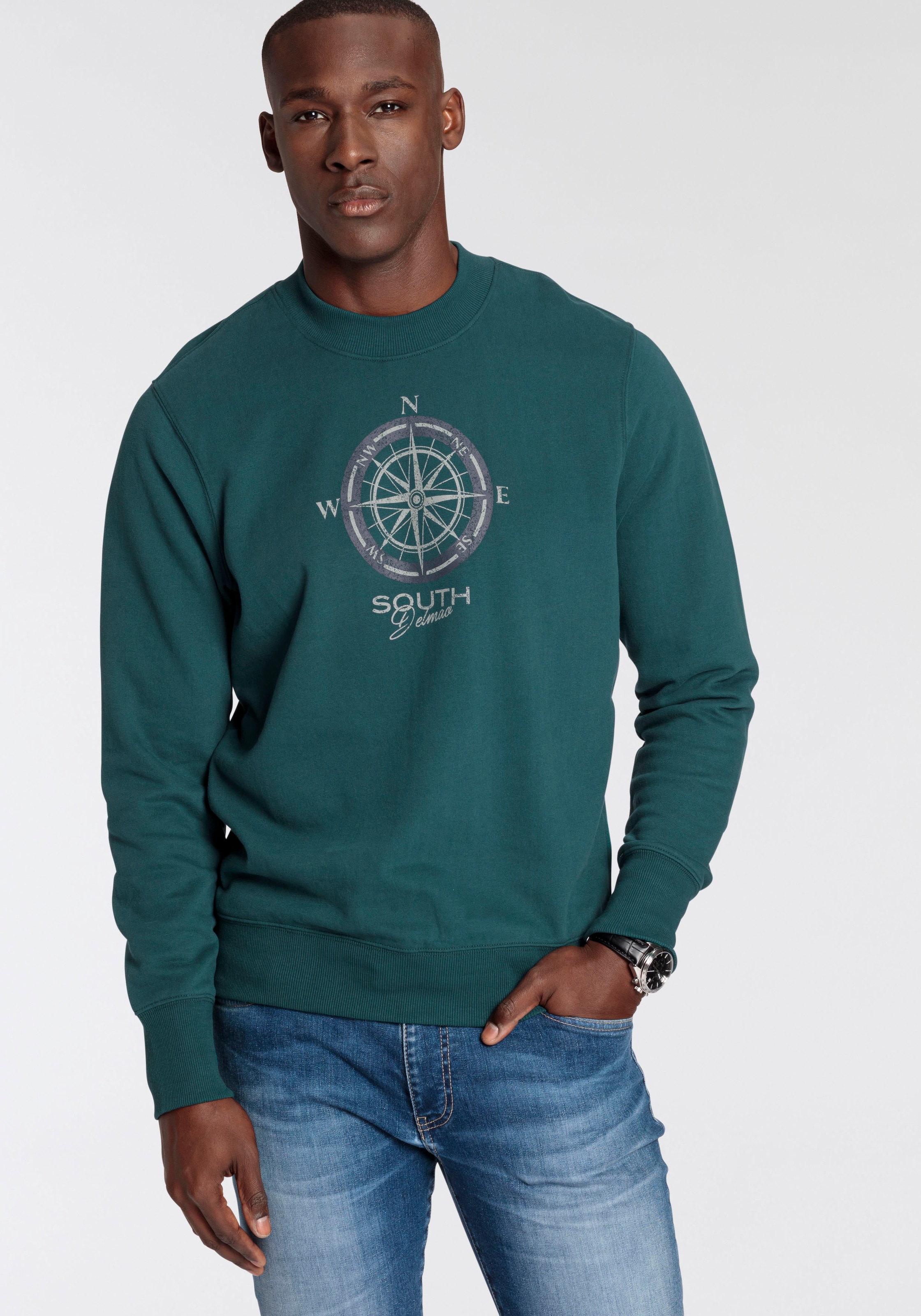 DELMAO Sweatshirt, lange Ärmel, lässige Passform, mit Print, Rundhals