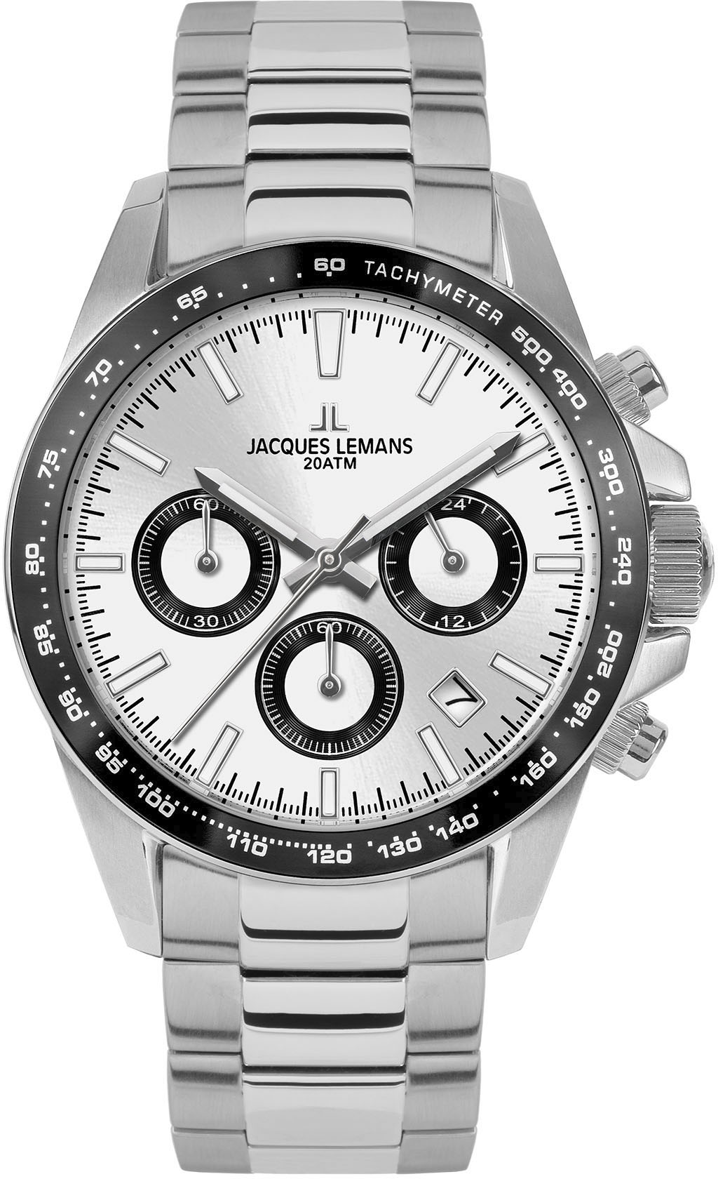 Chronograph JACQUES LEMANS "Liverpool", silber (silberfarben, silberfarben), Armbanduhren, Herren, Chronograph, Quarzuhr, Armbanduhr, Herrenuhr,
