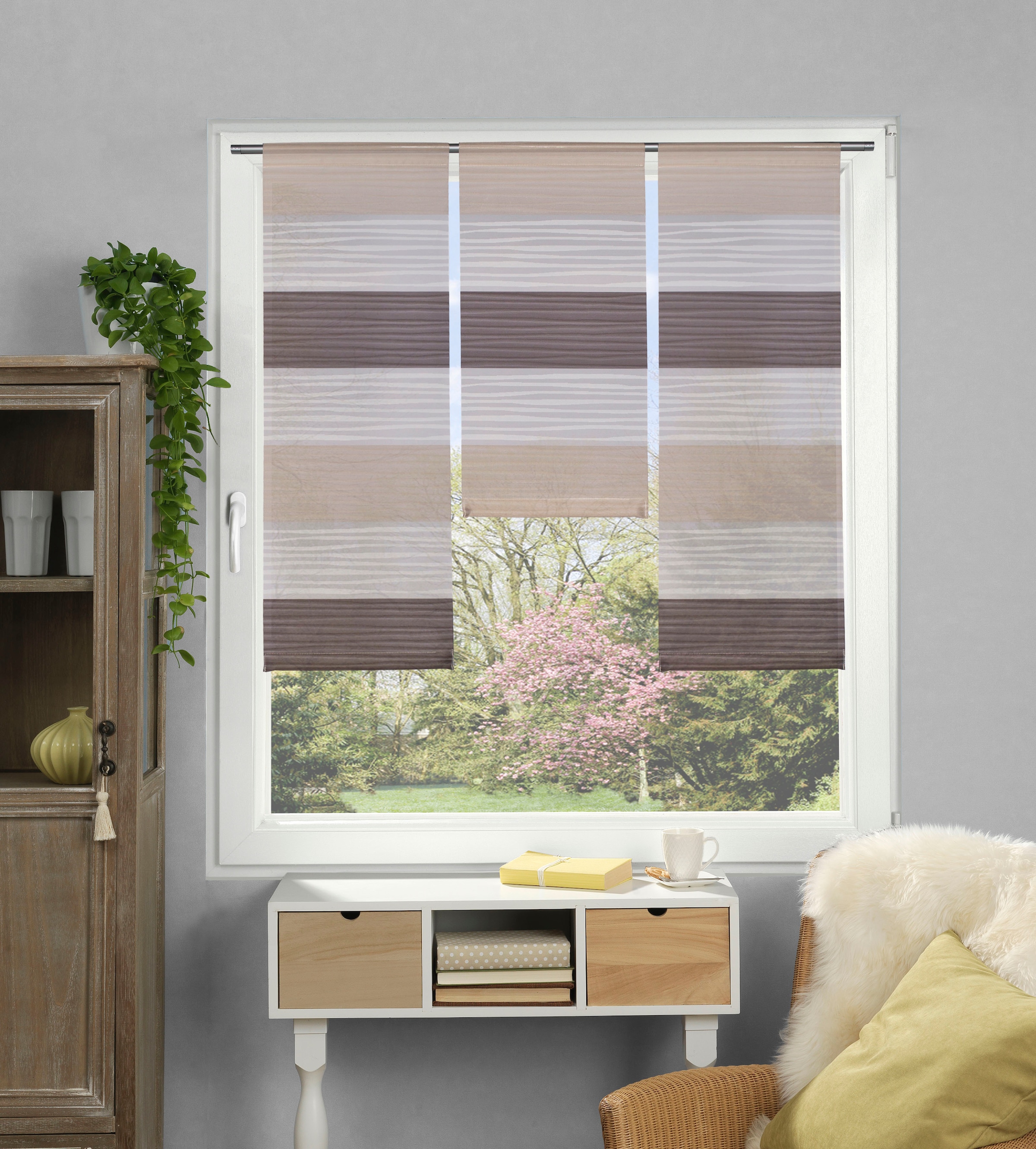 HOME WOHNIDEEN Scheibengardine "GABI" Stangendurchzug 3 Stk. tlg. 3-tlg. Qu günstig online kaufen