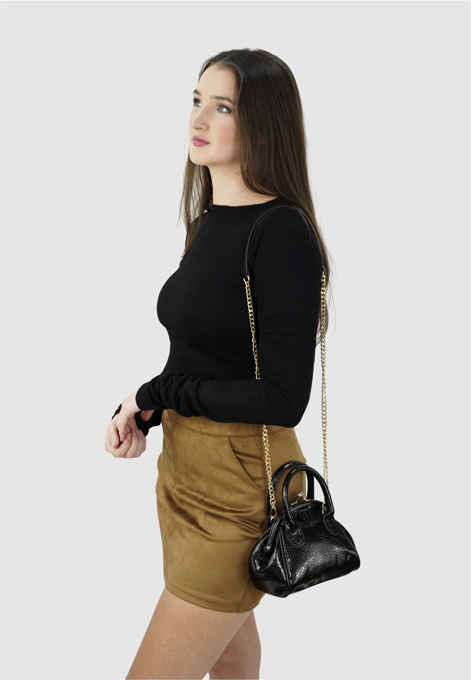 Harpa Henkeltasche »VALENTINA« in glänzender Kroko-Optik