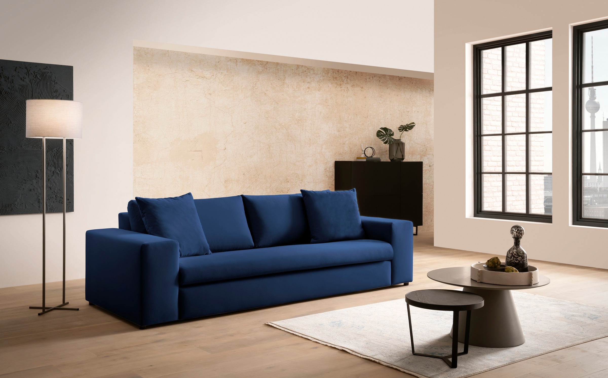 Home affaire 3-Sitzer "SLEETLAND XXL in Samtvelours oder Vintage-Leder-Opti günstig online kaufen