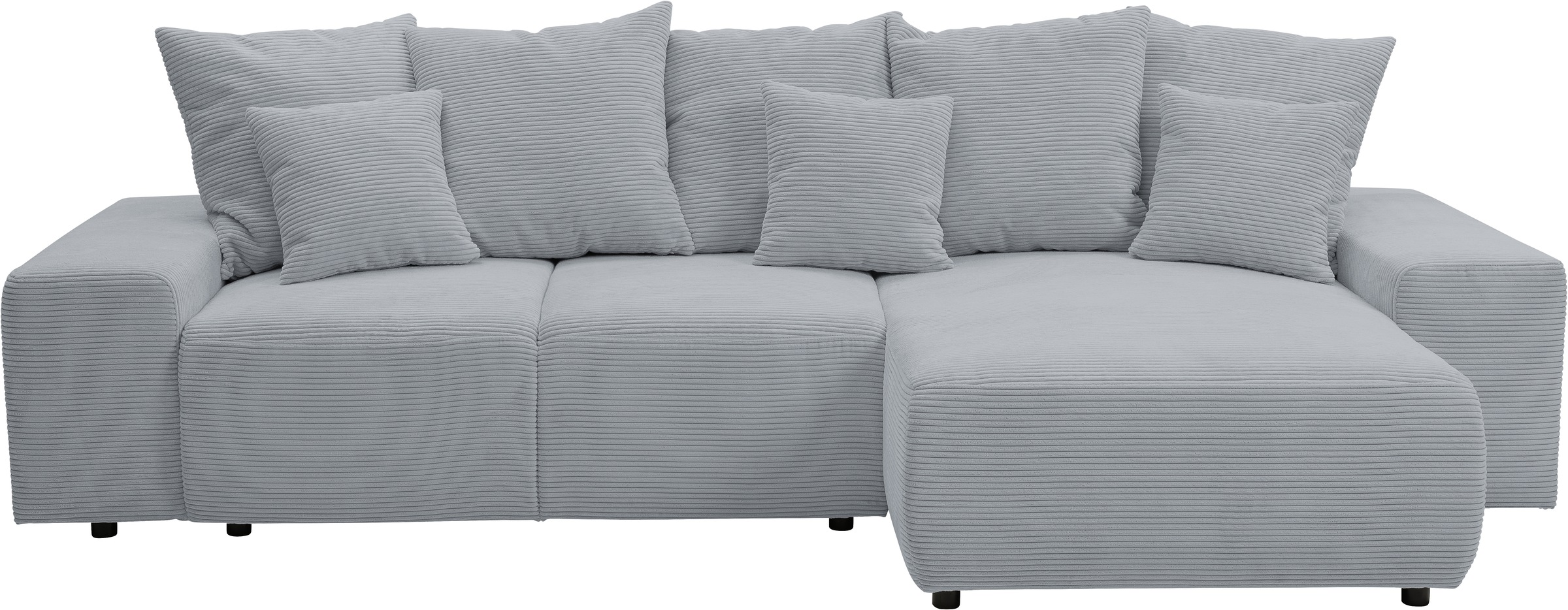 WERK2 Ecksofa »Riwa, modernes Sofa zum Kuscheln und Entspannen, Breite 300cm, L-Form«, Trendiges Ecksofa mit vielen Kissen, Schlaffunktion & Bettkasten
