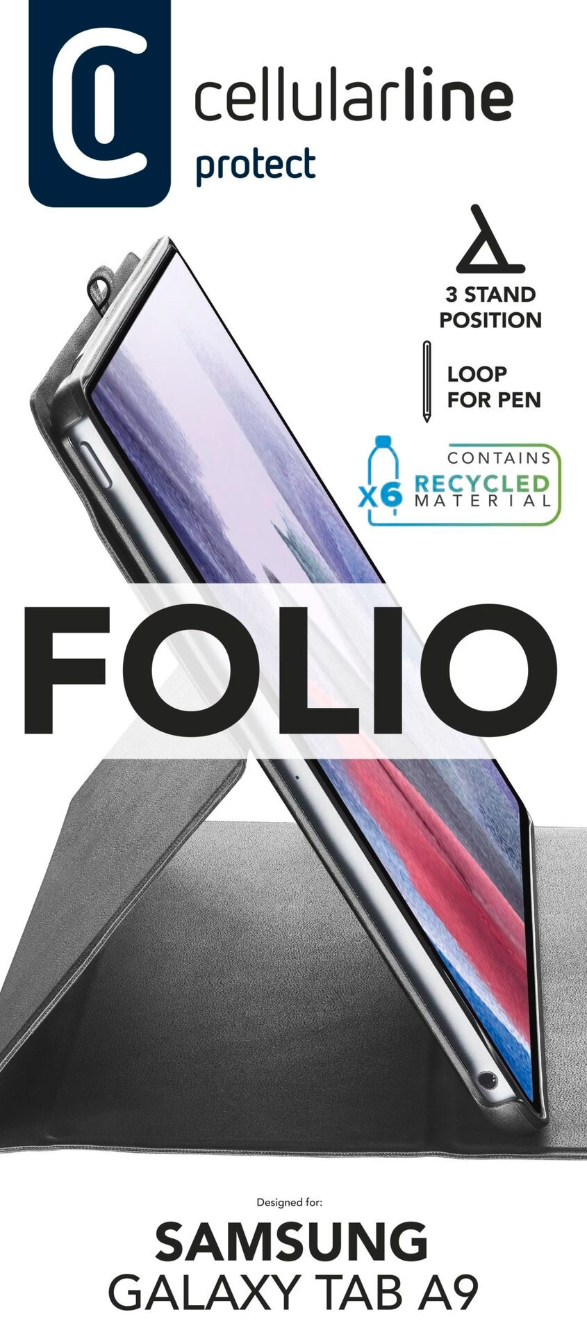 Cellularline Flip Case »Folio Case für Samsung Galaxy Tab A9 (2024)«, Bookcover, Schutzhülle, Smartphonehülle, stoßfest