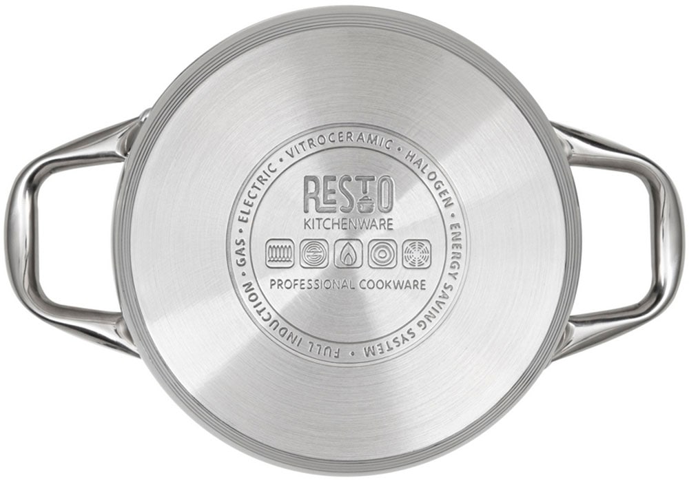 RESTO Kitchenware Kochtopf »Rigel, Topf energiesparend und spülmaschinenfest«, Edelstahl 18/10, (2 tlg.), mit hitzebeständigem Glasdeckel, im Geschenkkarton