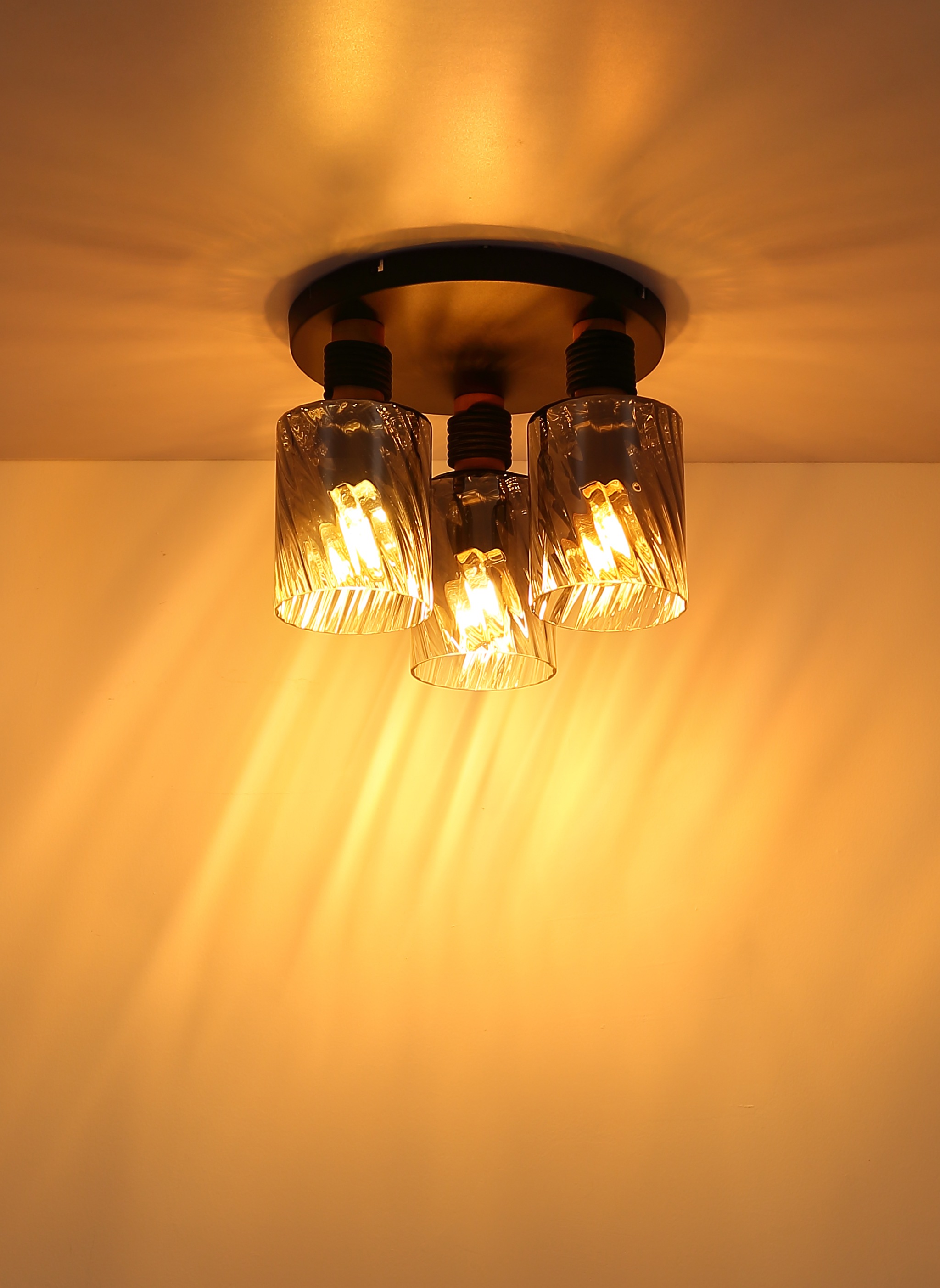 GLOBO LIGHTING Deckenleuchte »DECKENLEUCHTE METALL« E27 1 Stk. Deckenleuchte Schwarz/Holz, Rauchglas klar, E27