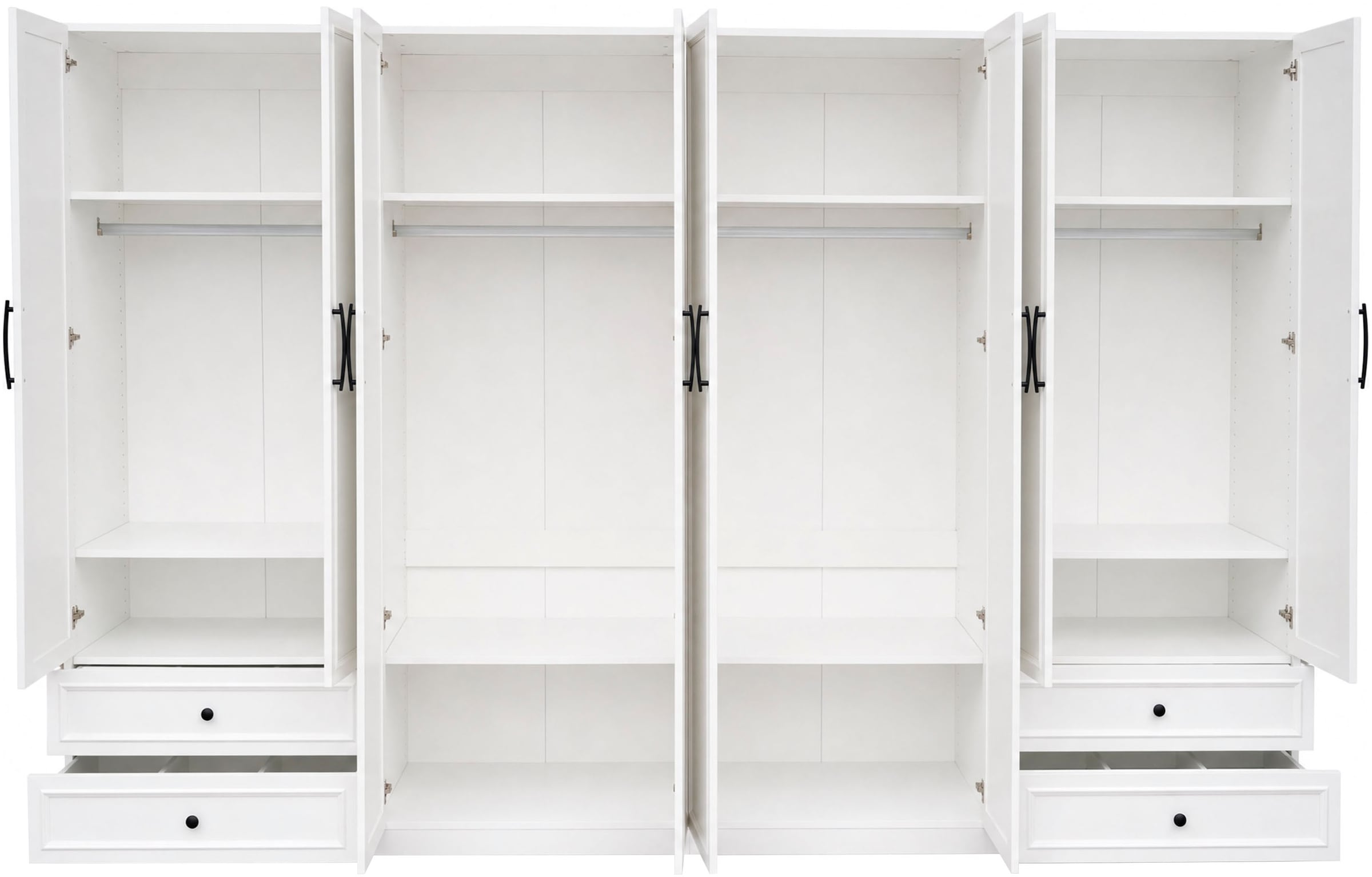 OTTO home Kleiderschrank »Arrian 320 cm Weiß | 8-türiger Drehtürenschrank im Landhausstil« XXL STAURAUM FÜR IHR ZUHAUSE