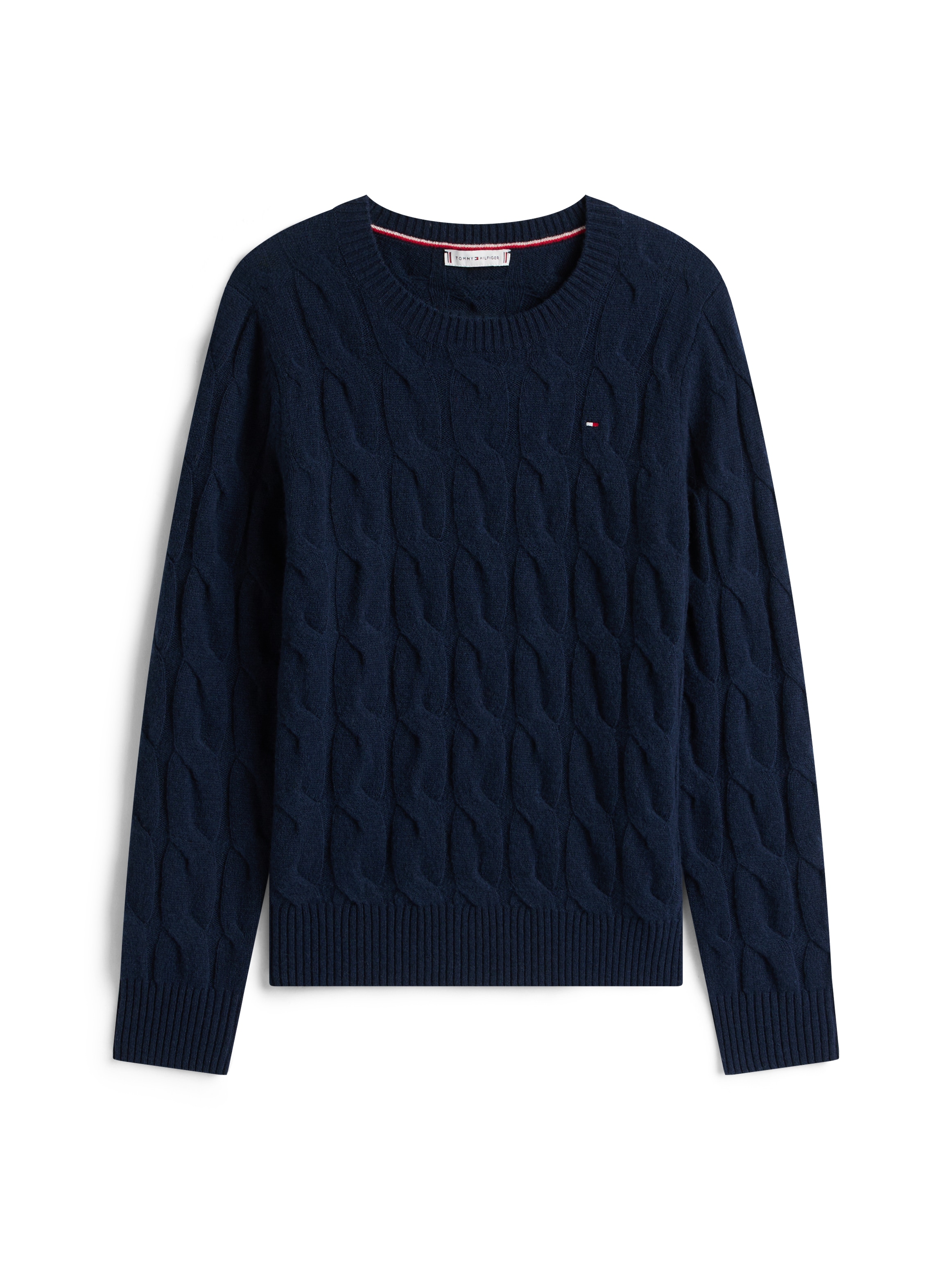 Tommy Hilfiger Strickpullover »SOFT WOOL CABLE C-NK« mit Zopfmuster, aus reiner Wolle