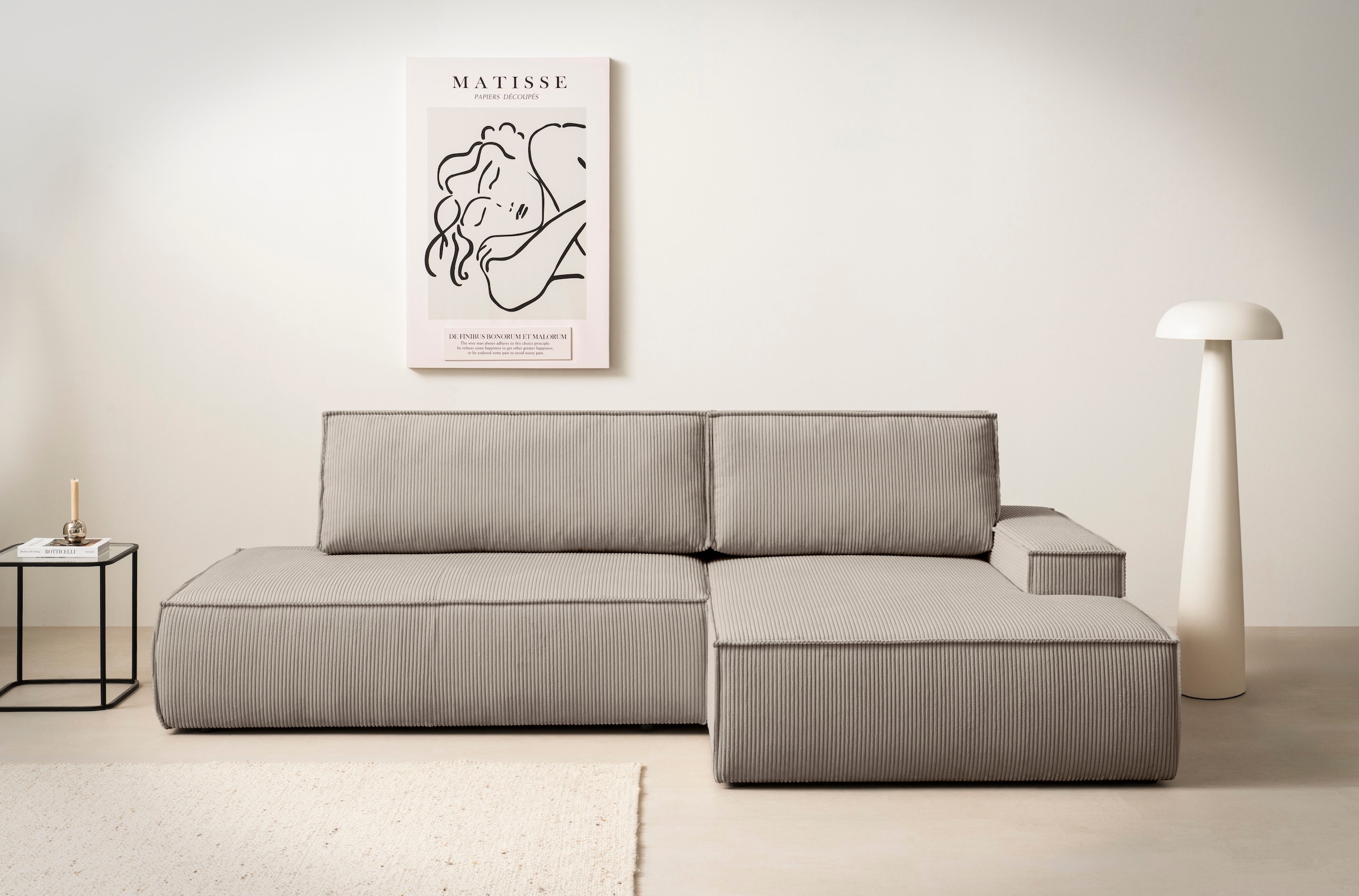 Home affaire Ecksofa "SHERWOOD, Schlafsofa in L-Form offen (275cm), Cord, L günstig online kaufen
