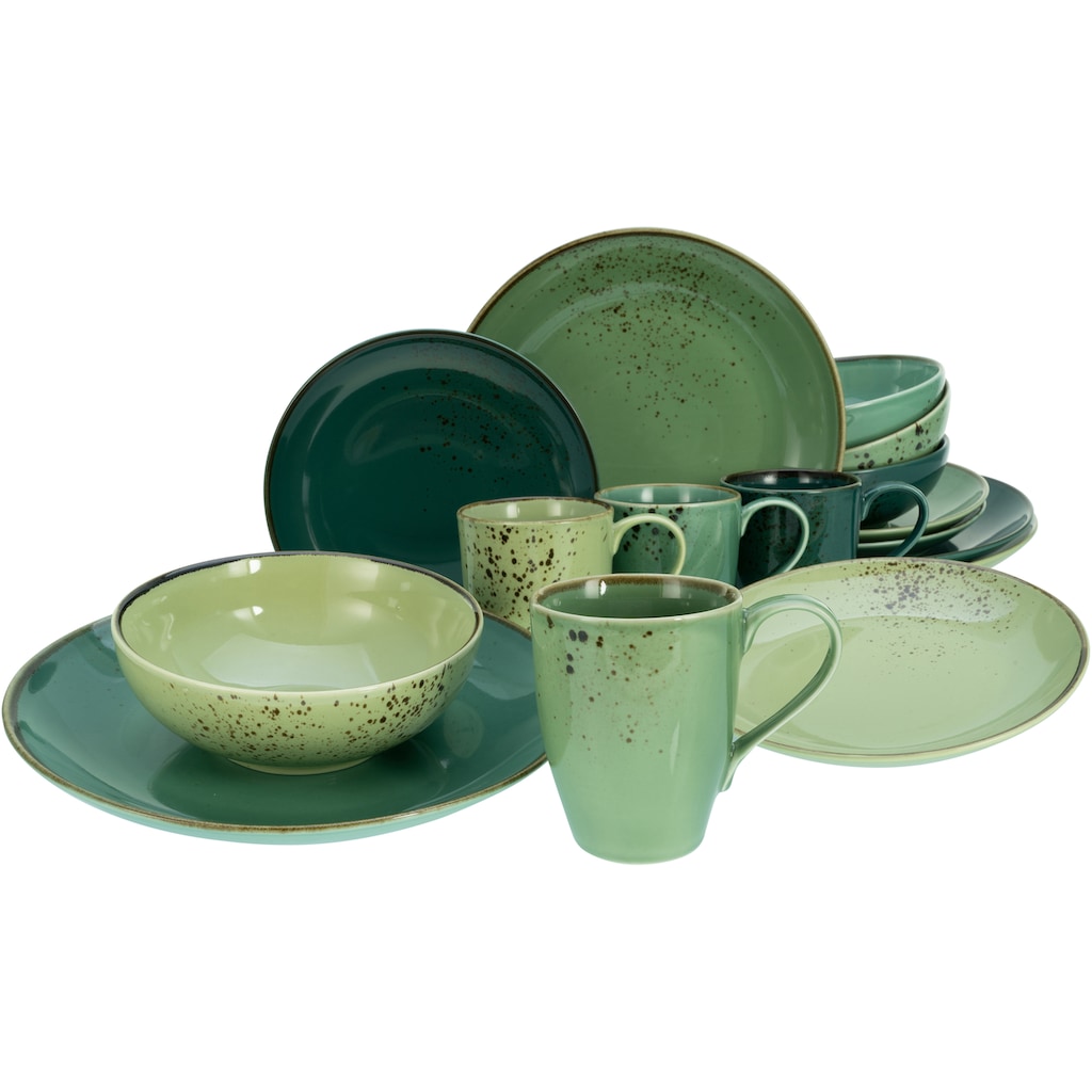 CreaTable Kombiservice »Geschirr-Set NATURE COLLECTION«, (Set, 16 tlg., Kaffeeservice und Tafelservice im Set, für 4 Personen)