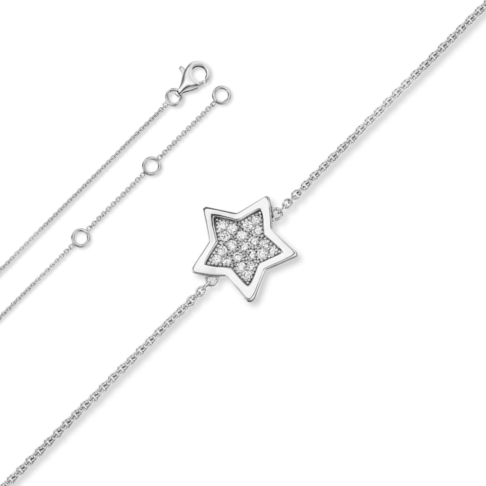 Silberarmband ONE ELEMENT "Zirkonia Stern Armband aus 925 Silber 18 cm", silber, Armbänder, Mädchen, 18, Silber 925 (Sterlingsilber), Silberarmband, Feine Gestaltung – ein Sinnbild mit ruhiger Eleganz