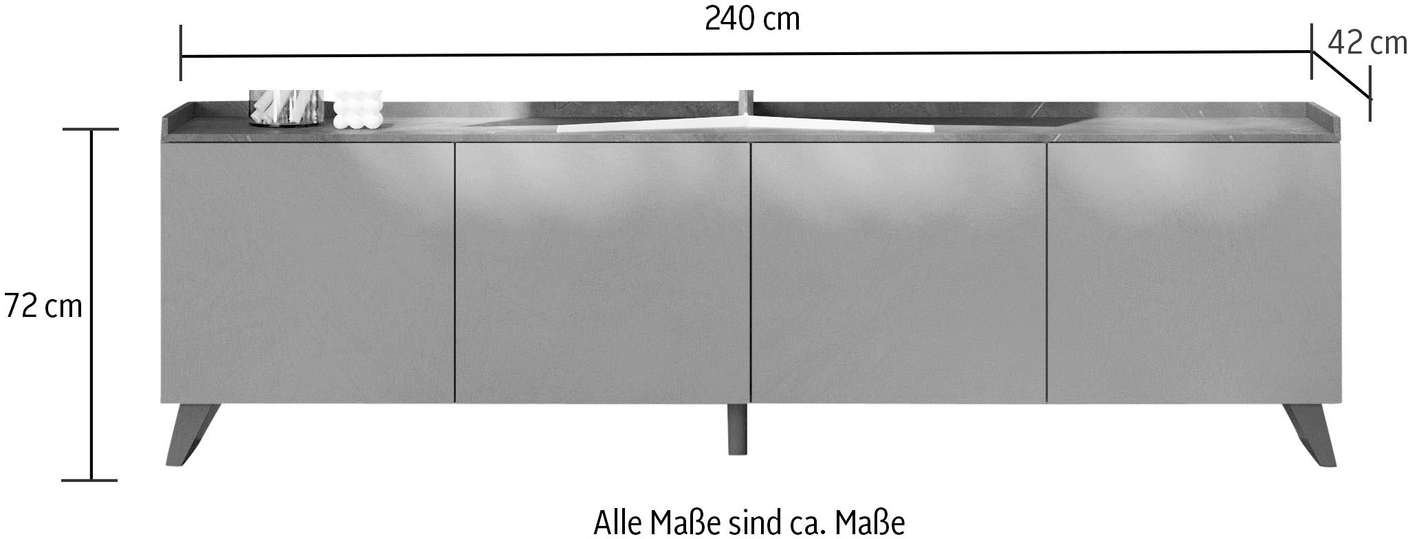 INOSIGN Lowboard »Tray, Breite 241, TV-Bank mit 4 Türen«, Top "Tablet", Push-to-open Funktion