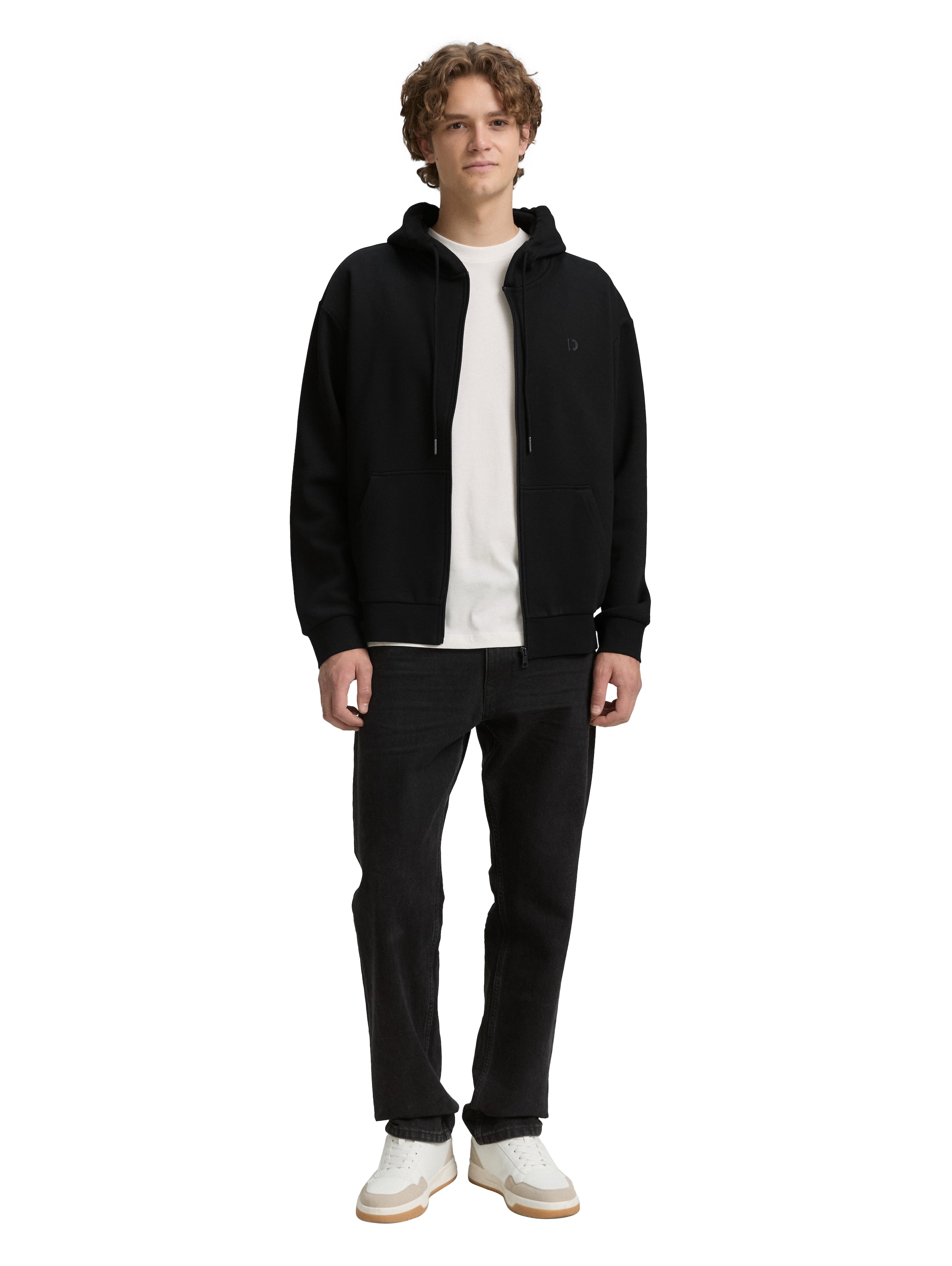 TOM TAILOR Denim Kapuzensweatjacke, mit Logostickerei