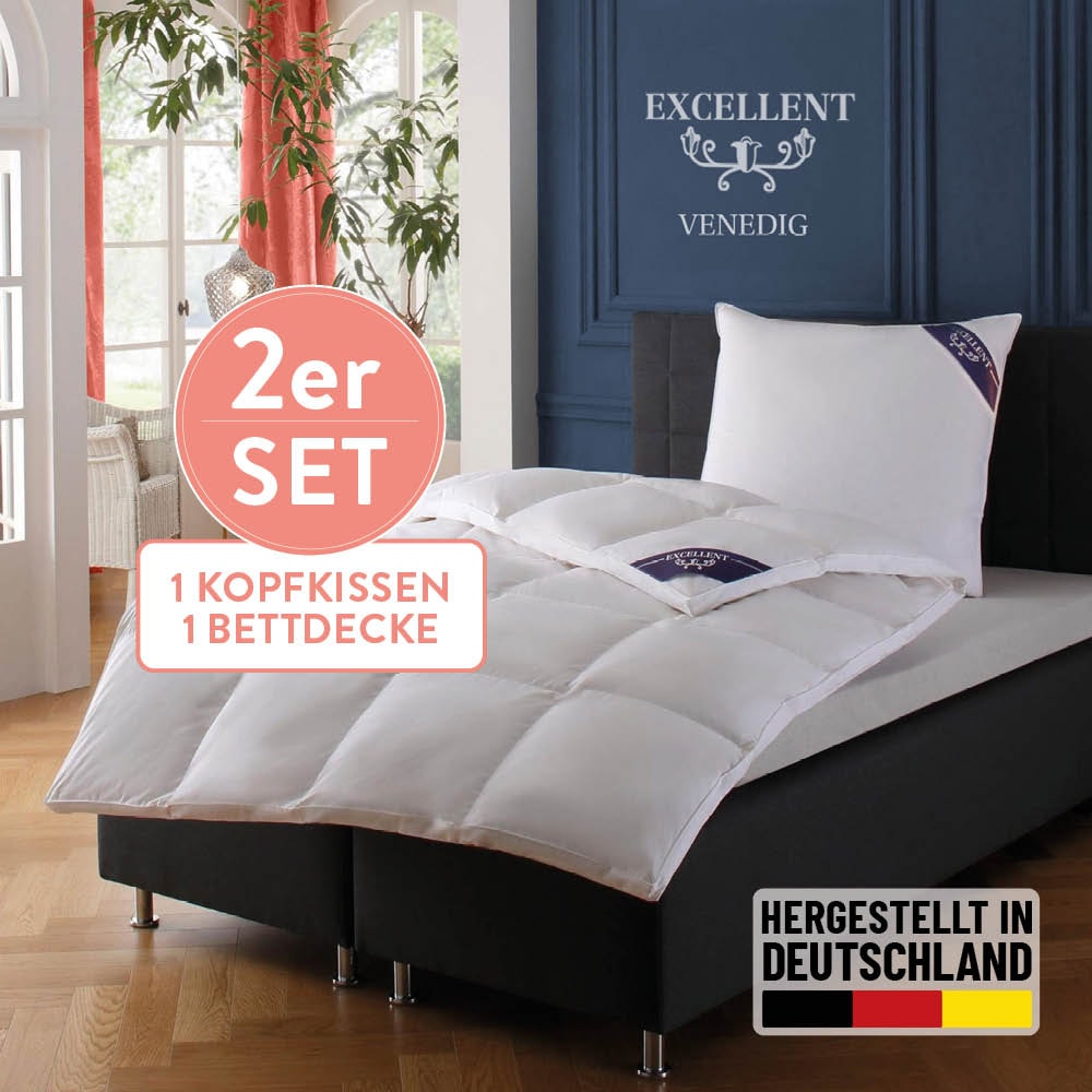 Excellent Daunenbettdecke + 3-Kammer-Kopfkissen "Venedig, 2-tlg, hergestell günstig online kaufen