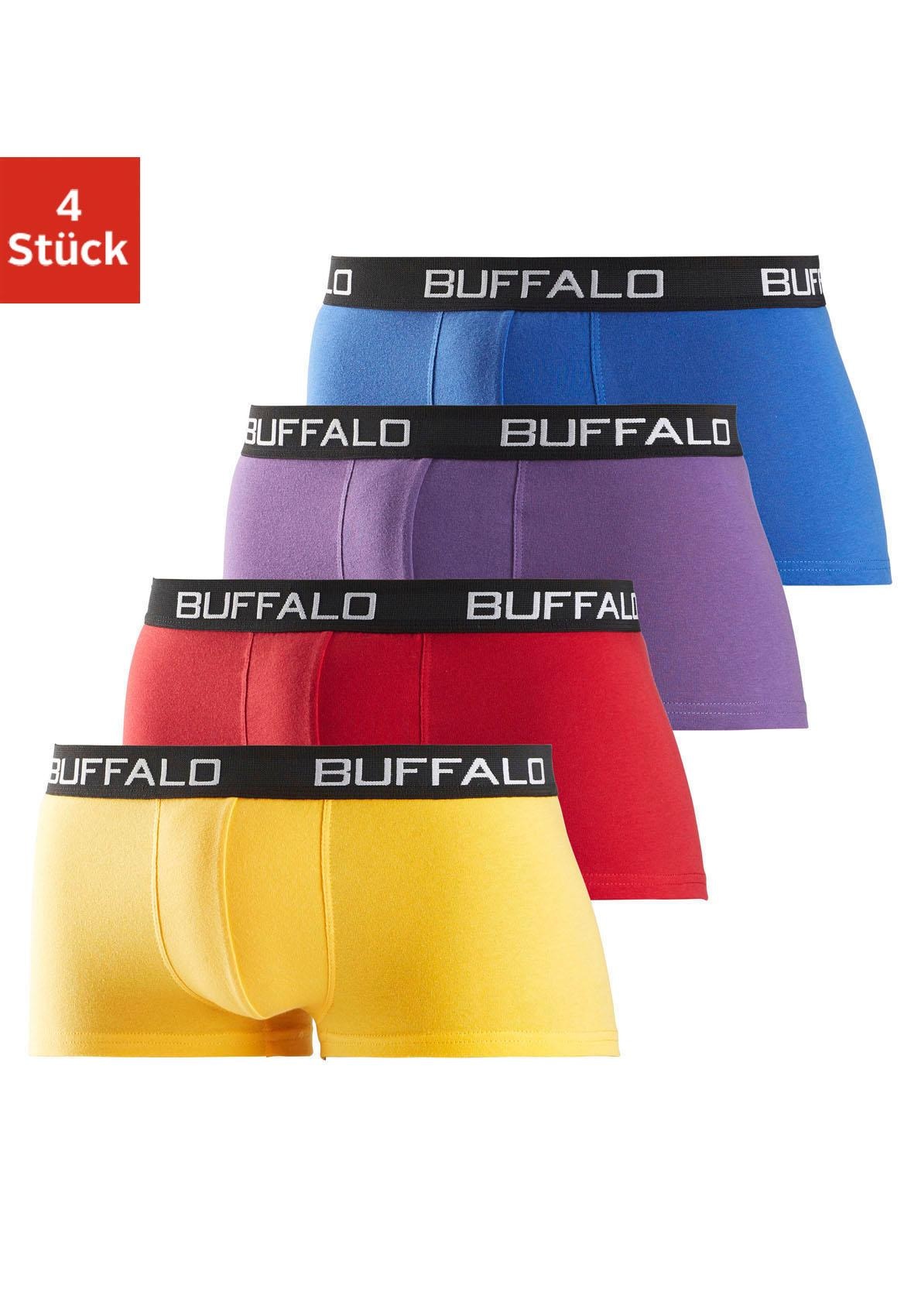 Buffalo Hipster, (Packung, 4 St.), knapp sitzende Boxershorts mit Kontrastbund aus Baumwollmischung