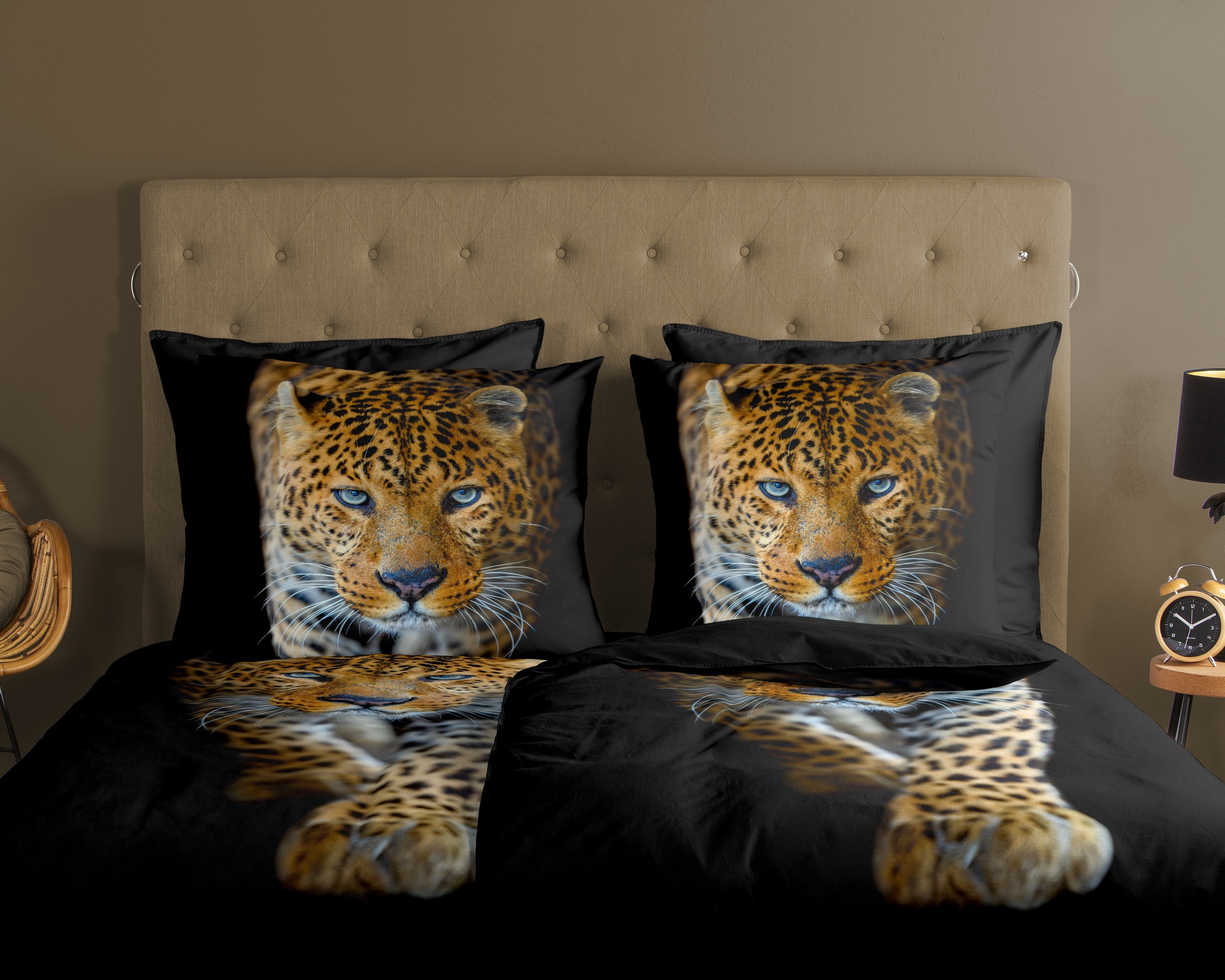 good morning Wendebettwäsche »Bonn«, Baumwolle, Renforcé, 135x200, Reißverschluss, Wende, Leopard, Schwarz