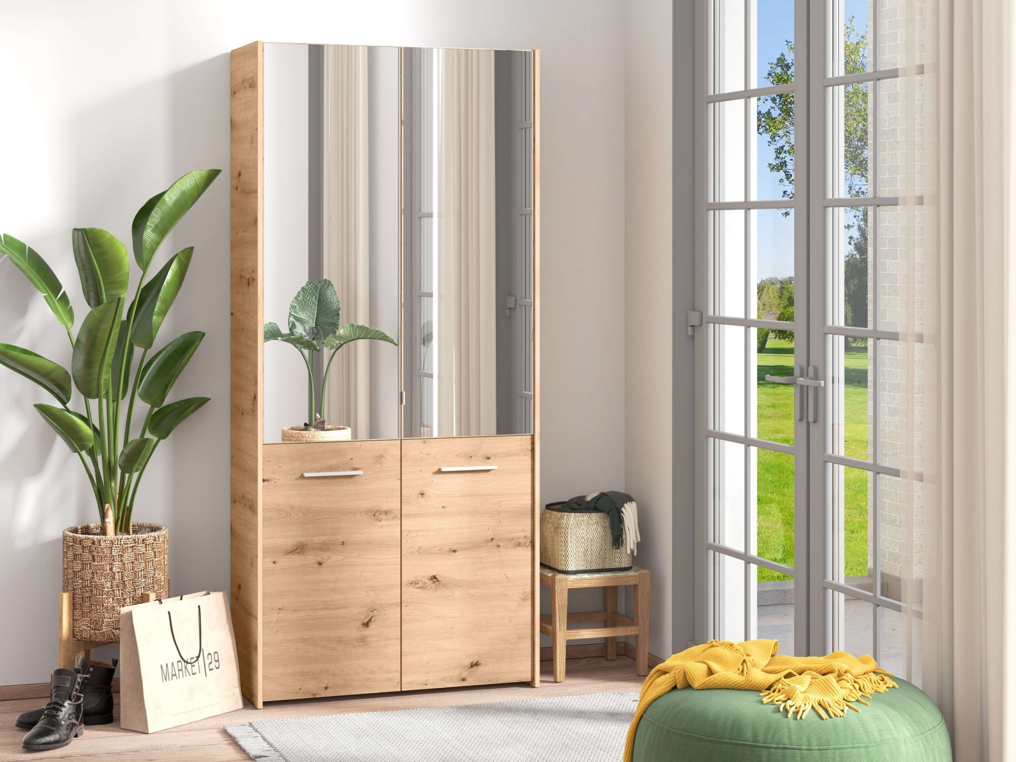 INOSIGN Schuhschrank »Menorca Schuhkommode, Lagerschrank, Schuhregal, Breite 90 cm«, mit vier Türen, in modernen und eleganten Farben, mit zwei Spiegeln