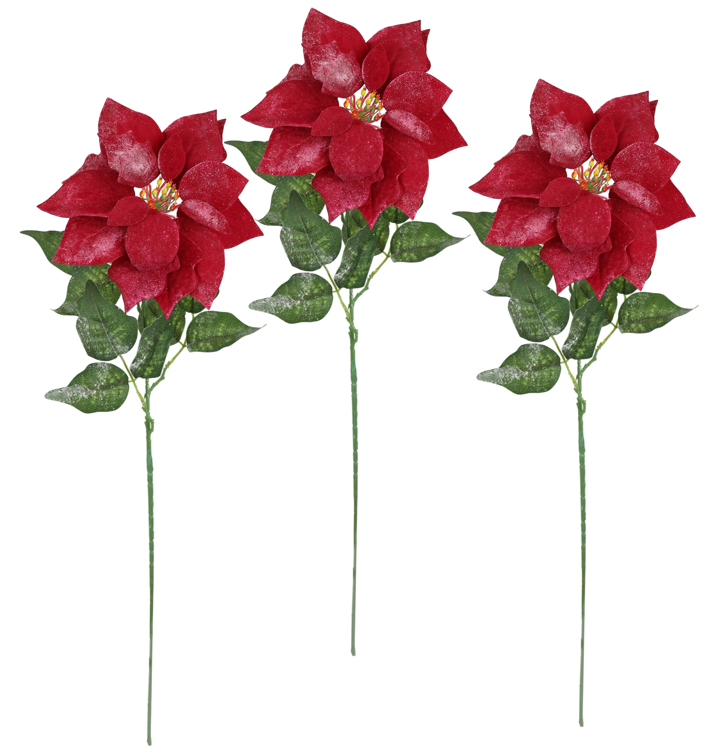 Kunstblume »Poinsettia Christstern«, 3er Set 70cm Blume Blüte Weihnachtsstern...