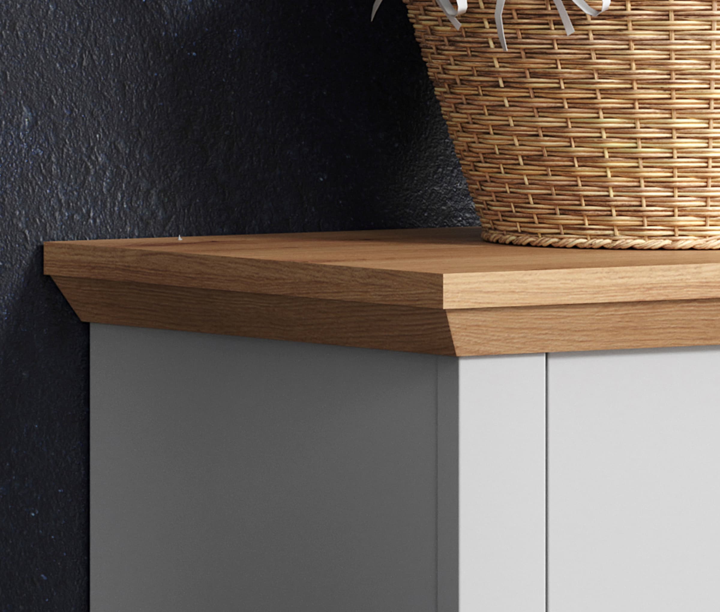 Home affaire Hängeschrank, Badschrank mit Muschelgriff im Landhaus-Look - (B/T/H) 46/24/73 cm
