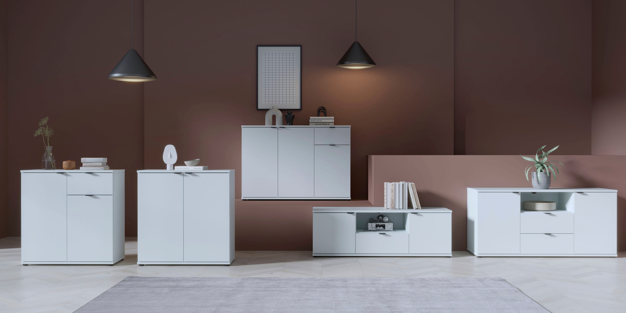 FORTE Sideboard »Ganymede«, Sideboard, Stauraum, Schublade; Metallgriffe, 4 Dekore, Breite 119,8cm