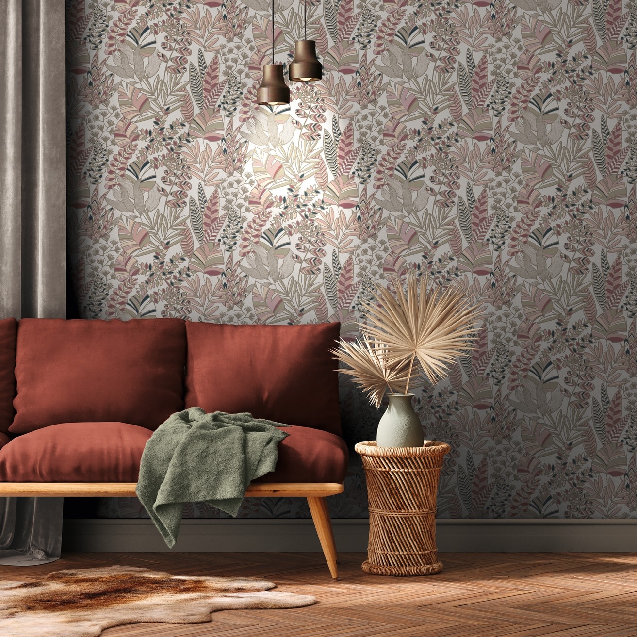 A.S. Création Vliestapete »Antigua Tapete Floral«, matt-gemustert-neutral, Pflanzen Tapete mit Blättern Retro Tapeten Wohnzimmer modern Flur Büro