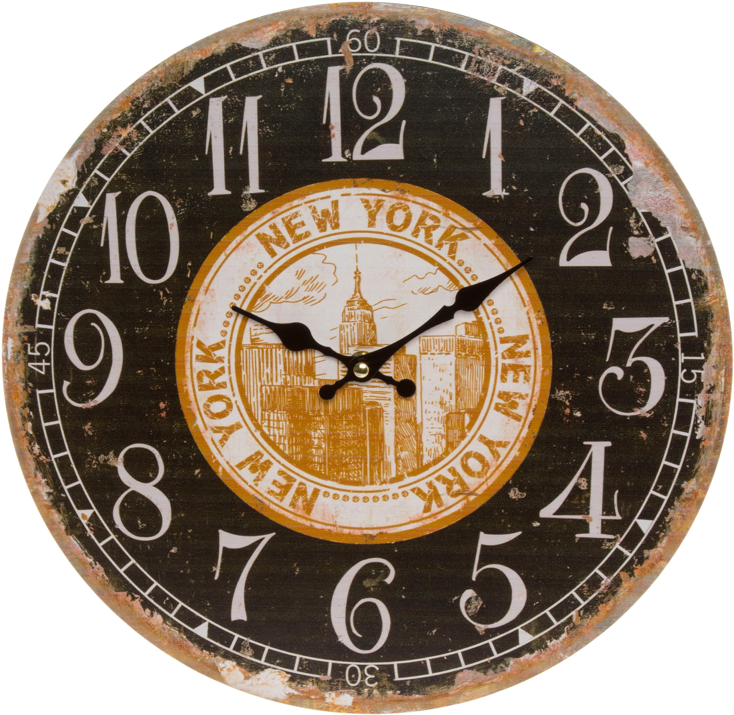 Myflair Möbel & Accessoires Wanduhr »"New York"«, rund, Ø 33,8 cm, Vintage Optik, dekorativ in Küche & Wohnzimmer