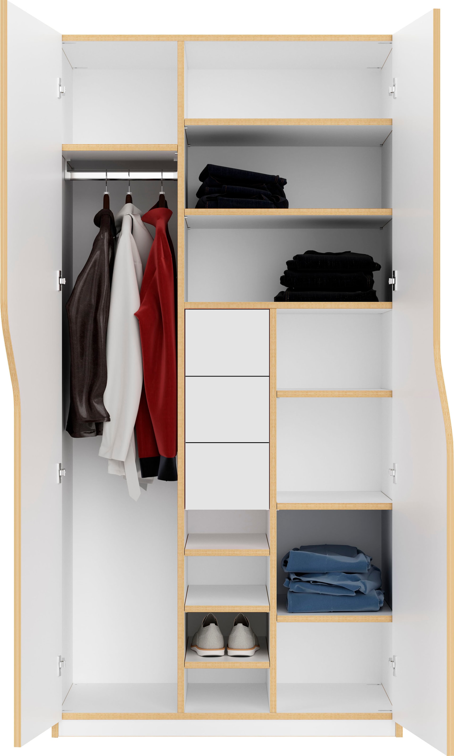 Schubladen, LIVING Kleiderschrank 4«, inklusive Ausstattung 12 »PLANE Müller innenliegenden Kleiderstange und Nr. SMALL | Fächern BAUR 3