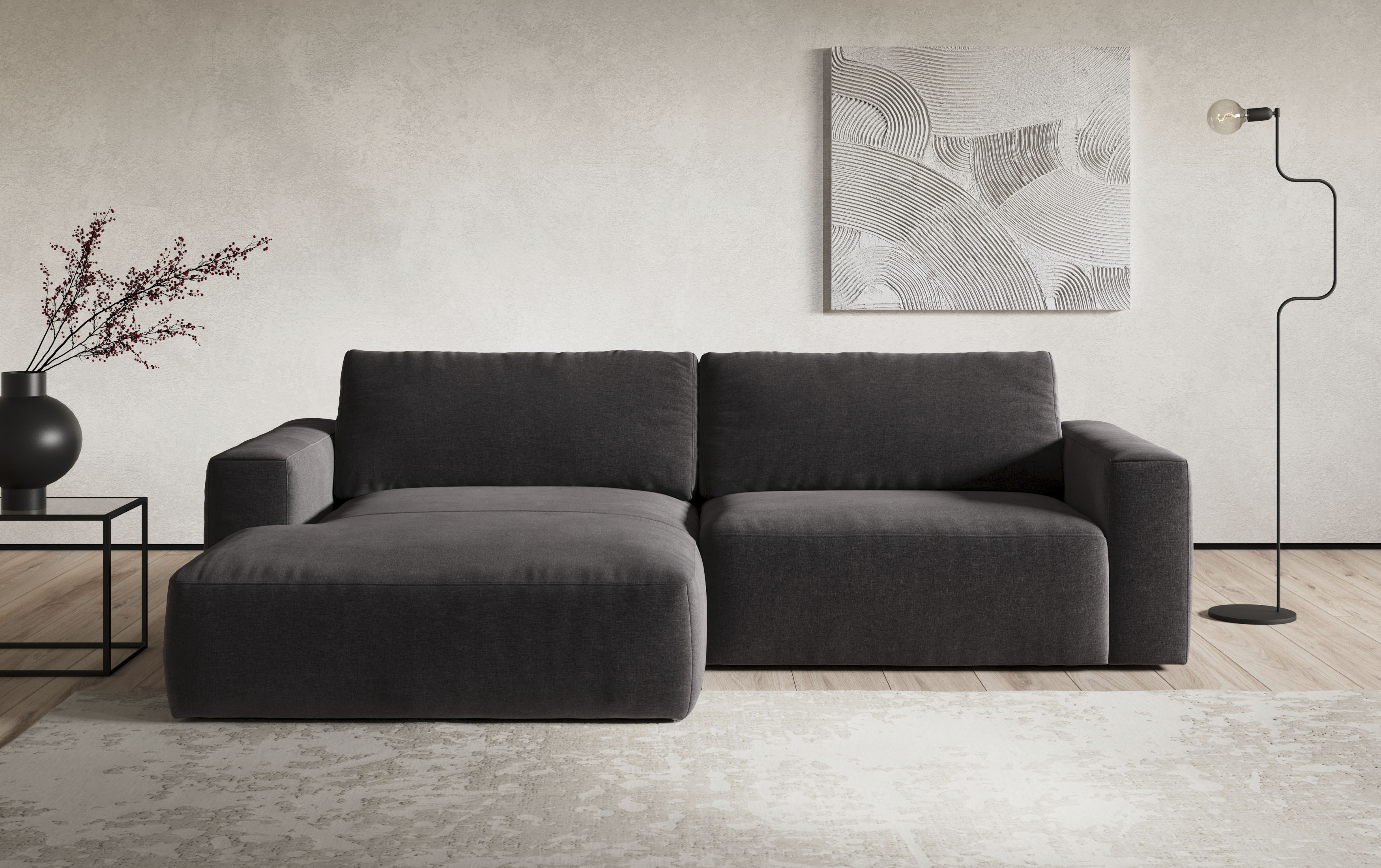 COTTA Ecksofa "Lasso L-Form, B: 288 cm, XL Sofa, Top Modern" XL Recamiere B:114 cm, bequeme Wellenunterfederung, viele Stoffe