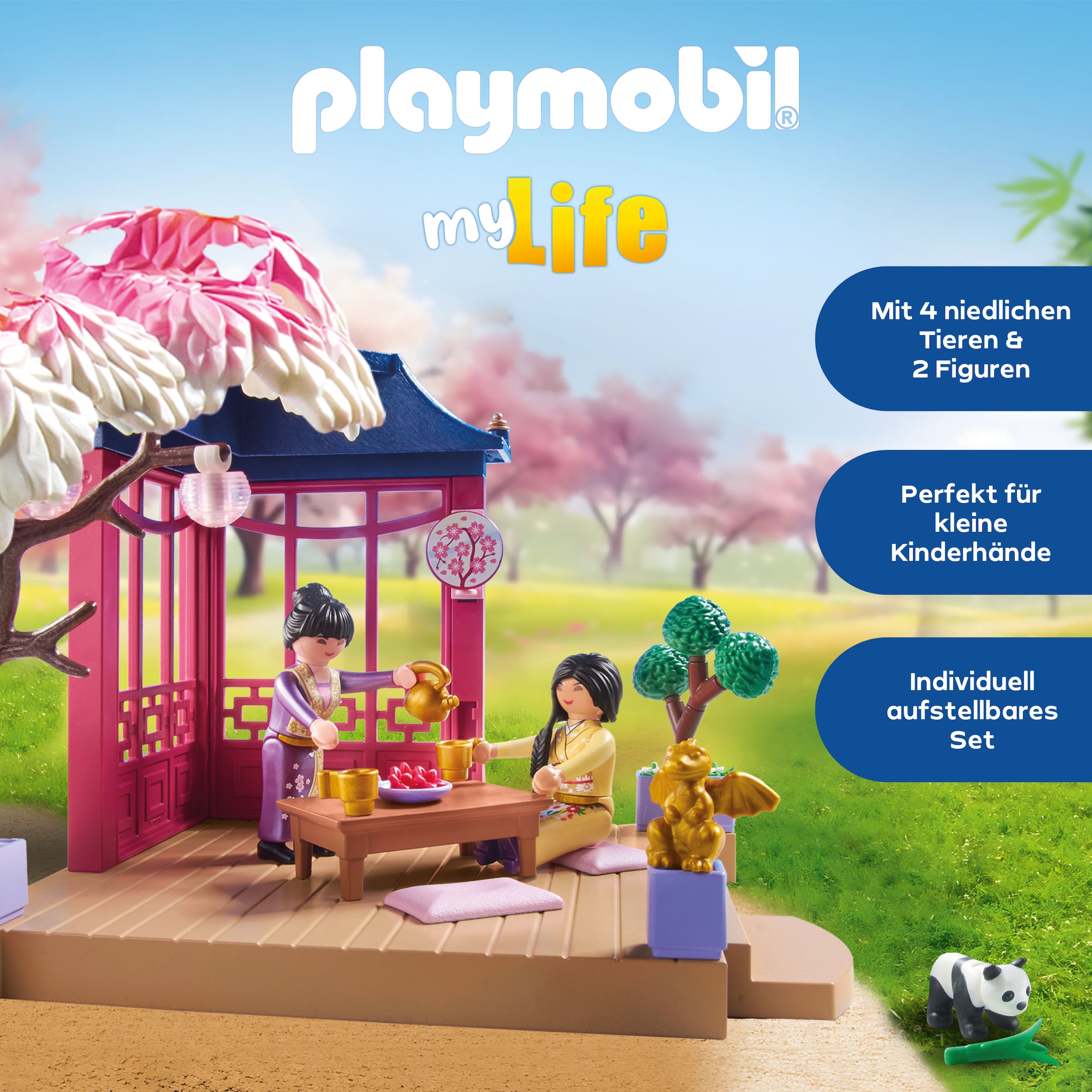 Playmobil® Konstruktions-Spielset »Asiatischer Garten mit Pandafütterung (71762), Playmobil My Life«, (111 St.), Made in Europe