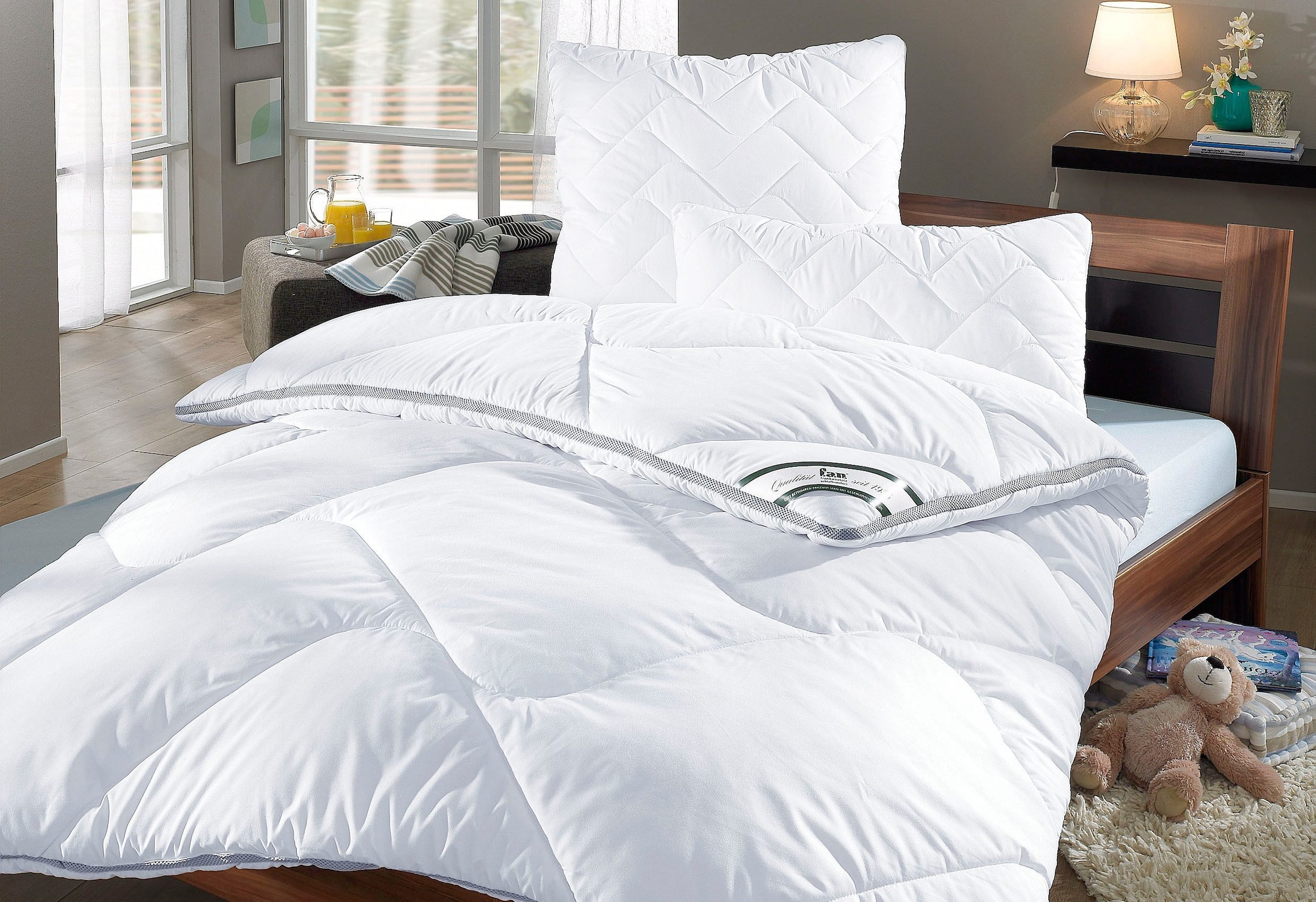 fan Microfaserbettdecke + Microfaserkissen "Climacontrol II m. Baumwollbezug" Bettwaren-Set, 135x200 oder 155x220 cm, für den Winter geeignet