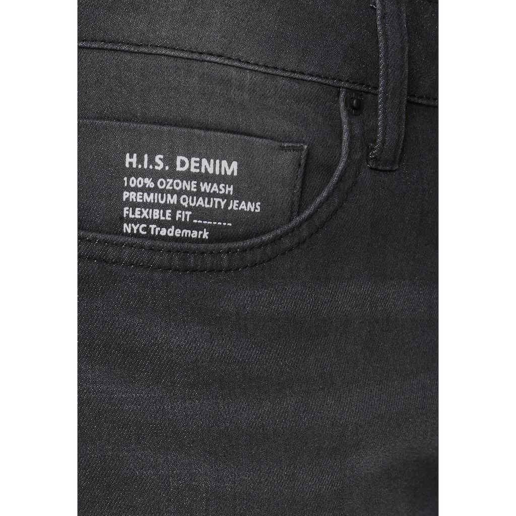Marken H.I.S H.I.S Straight-Jeans »DIX«, Ökologische, wassersparende Produktion durch Ozon Wash black-used