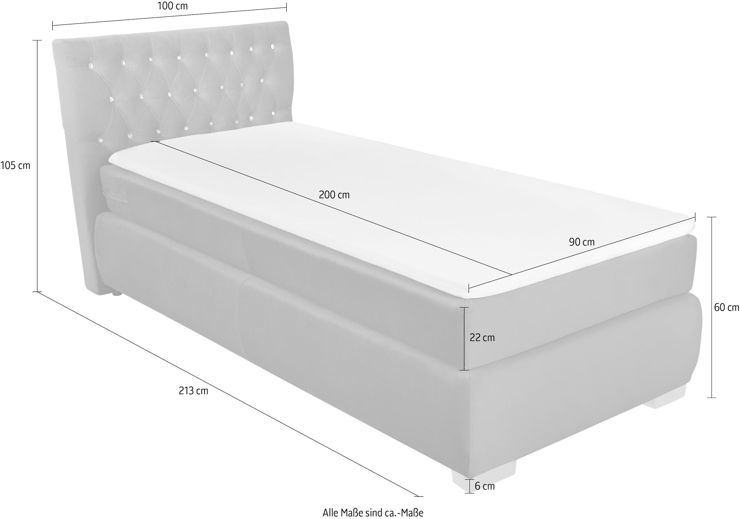 Leonique Boxspringbett »Rumba«, Taschenfederkern-Matratze in Härtegrad 3, in 4 Breiten, incl. Topper