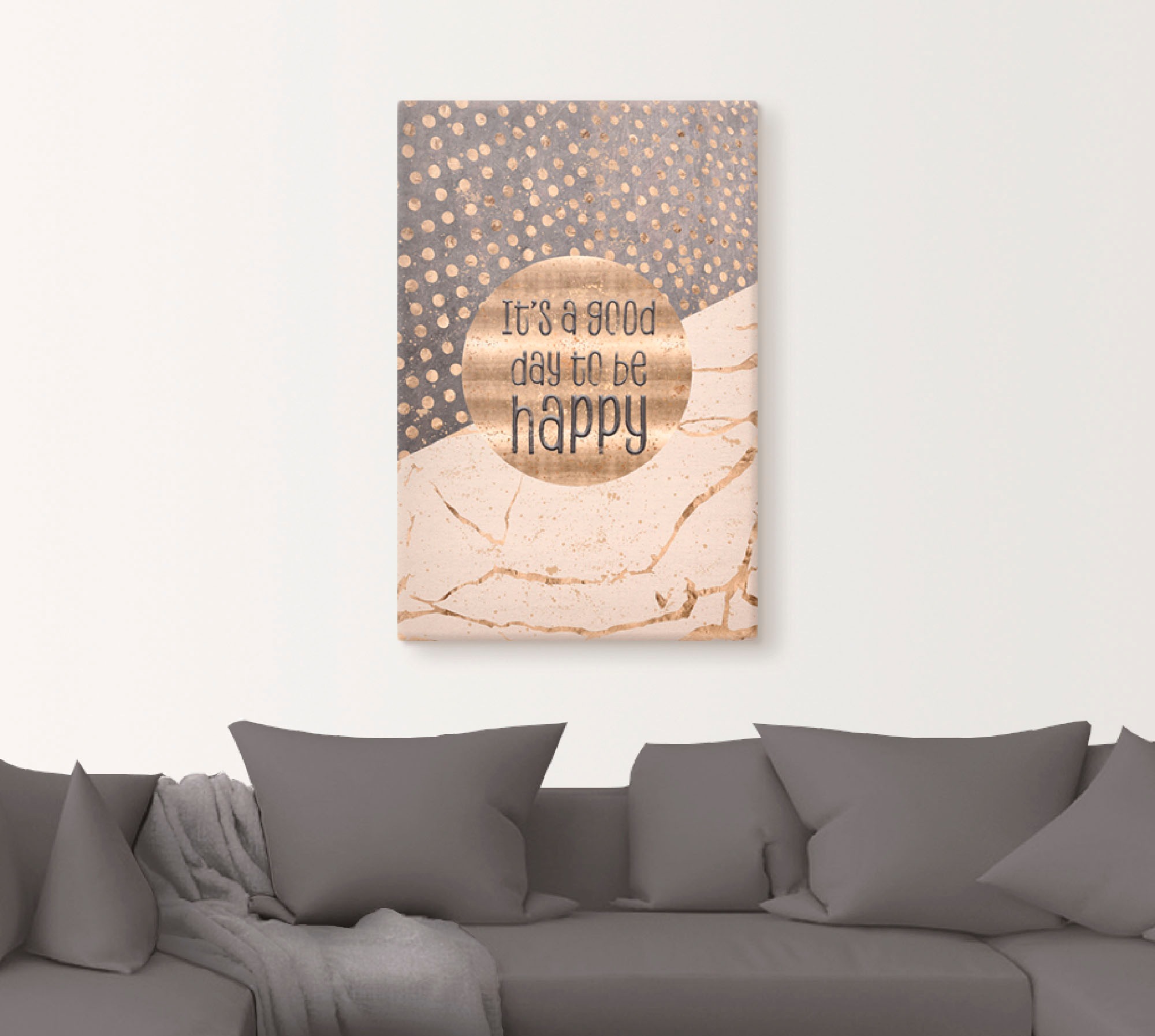 Artland Wandbild »Ein guter Tag um glücklich zu sein«, Sprüche & Texte, (1 St.), als Alubild, Outdoorbild, Leinwandbild, Poster, Wandaufkleber