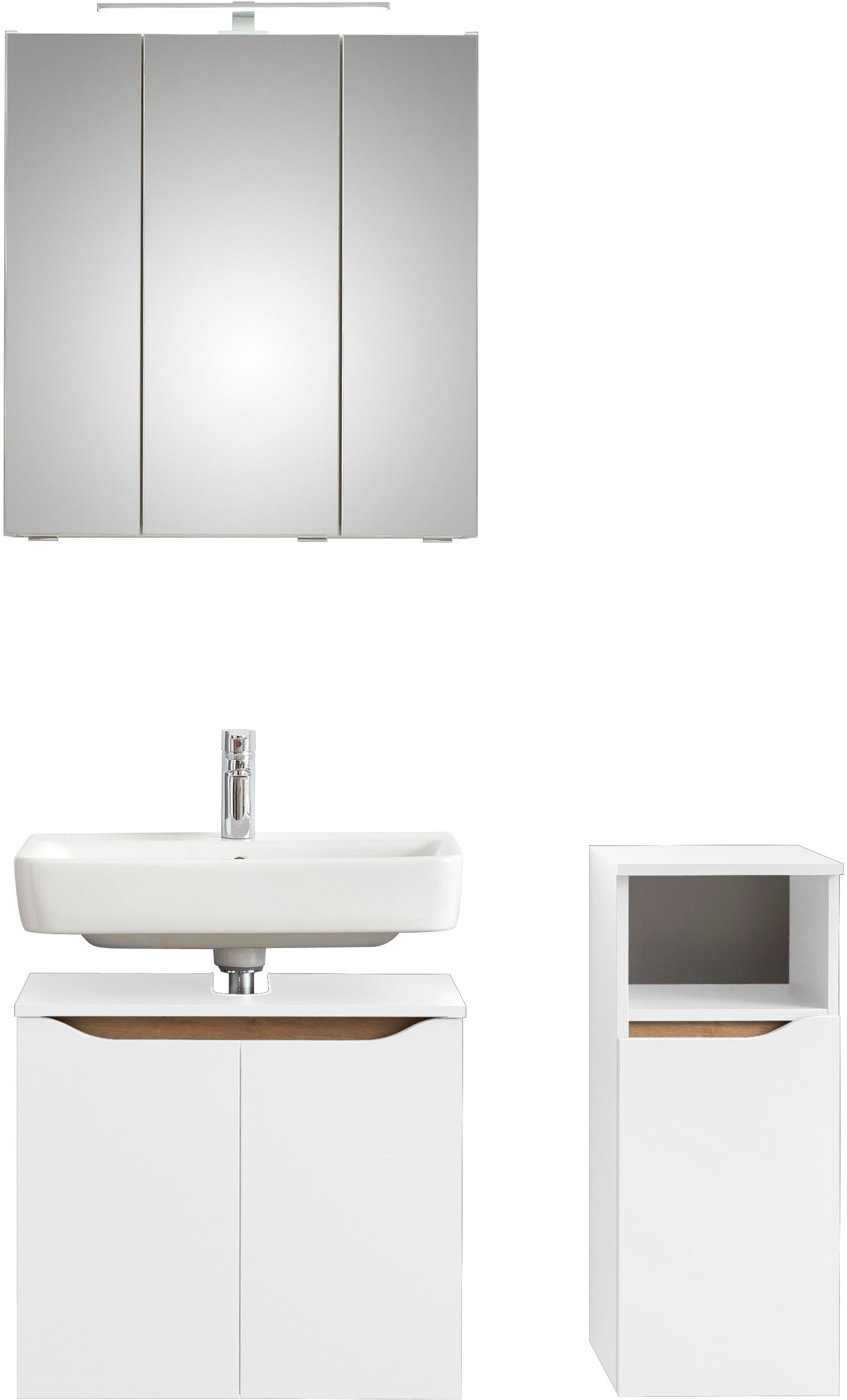 Saphir Badmöbel-Set "Quickset 3-teilig, Waschbeckenunterschrank mit LED-Spi günstig online kaufen