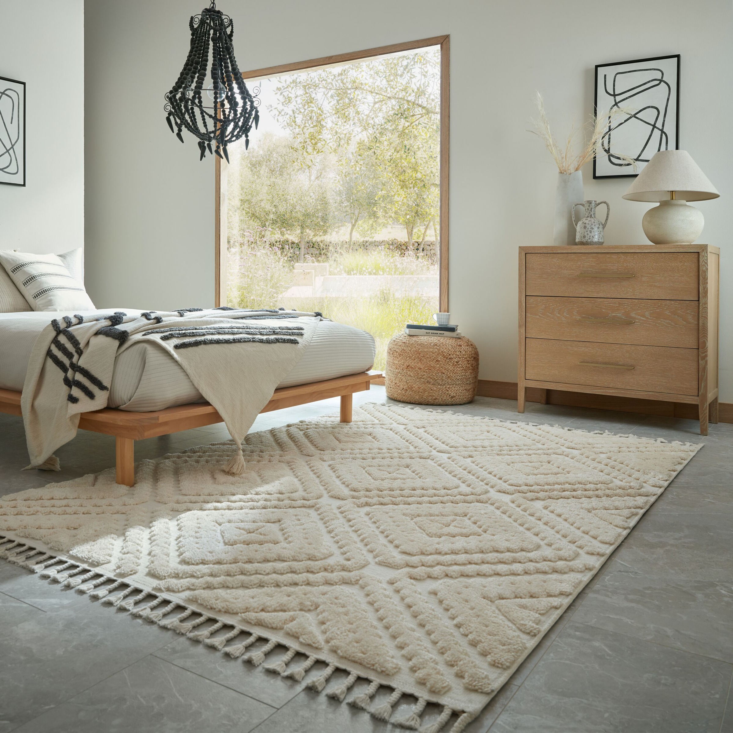 FLAIR RUGS Designteppich "DIOMARA" rechteckig 20 mm Höhe Strukturierte Hoch-Tief-Optik, Boho Stil