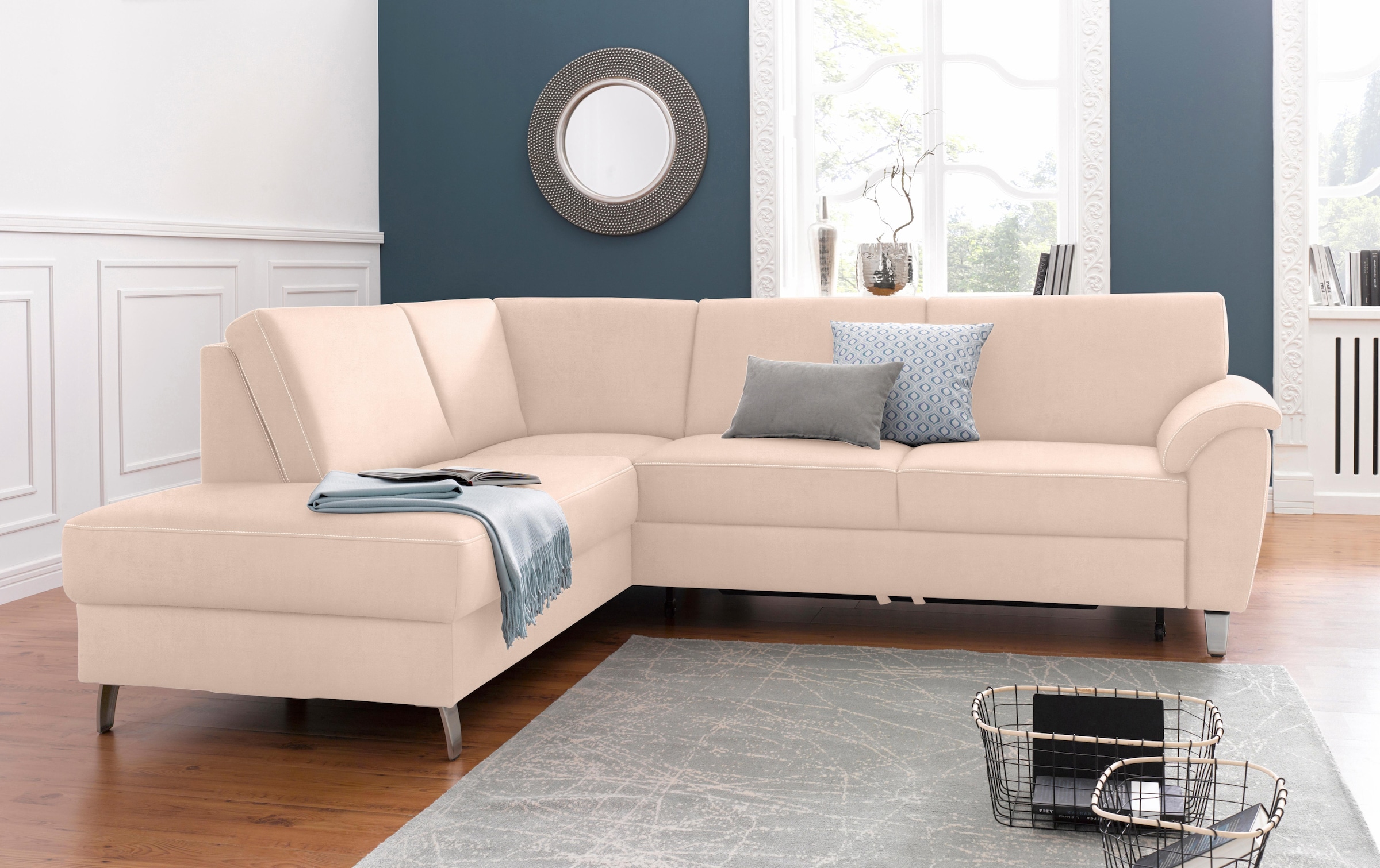 sit&more Ecksofa "Texel L-Form", mit Federkern, wahlweise mit Bettfunktion und Bettkasten