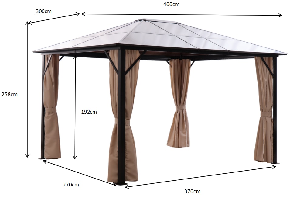 KONIFERA Pavillon »Aruba« BxT: 3x4m, robustes Aluminiumgestell mit PC-Dach