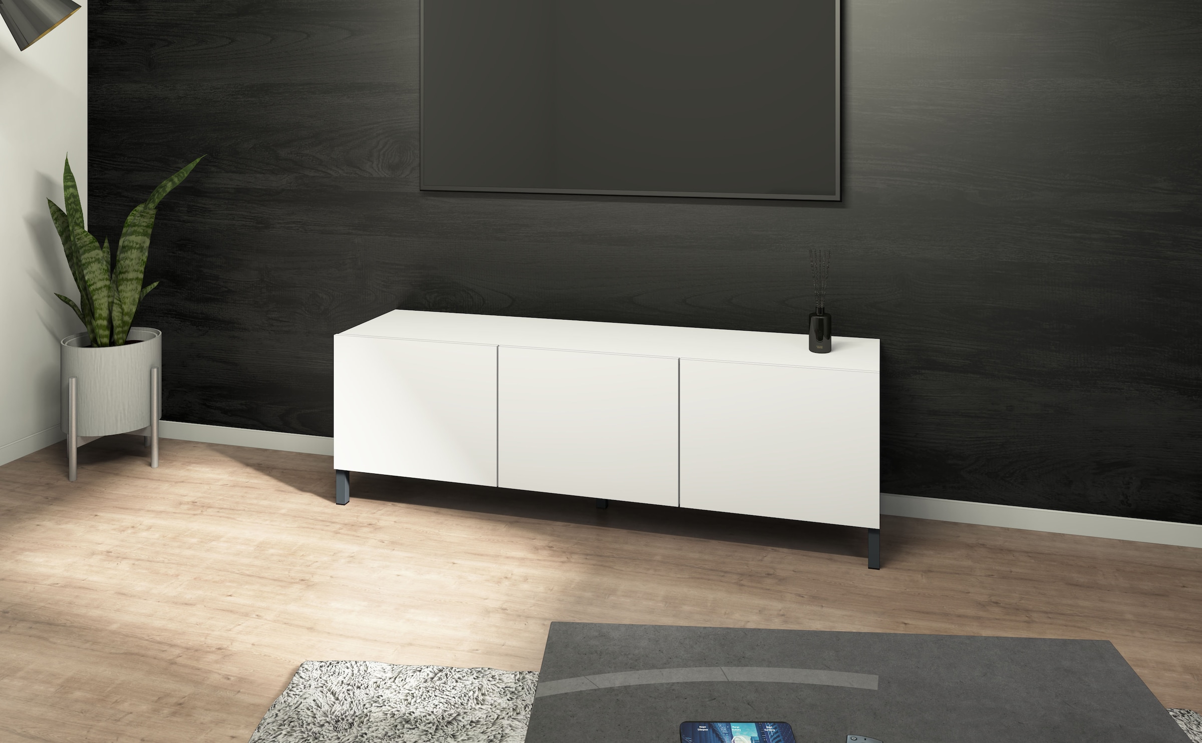 borchardt Möbel Lowboard, Metallfüße, grifflose Optik