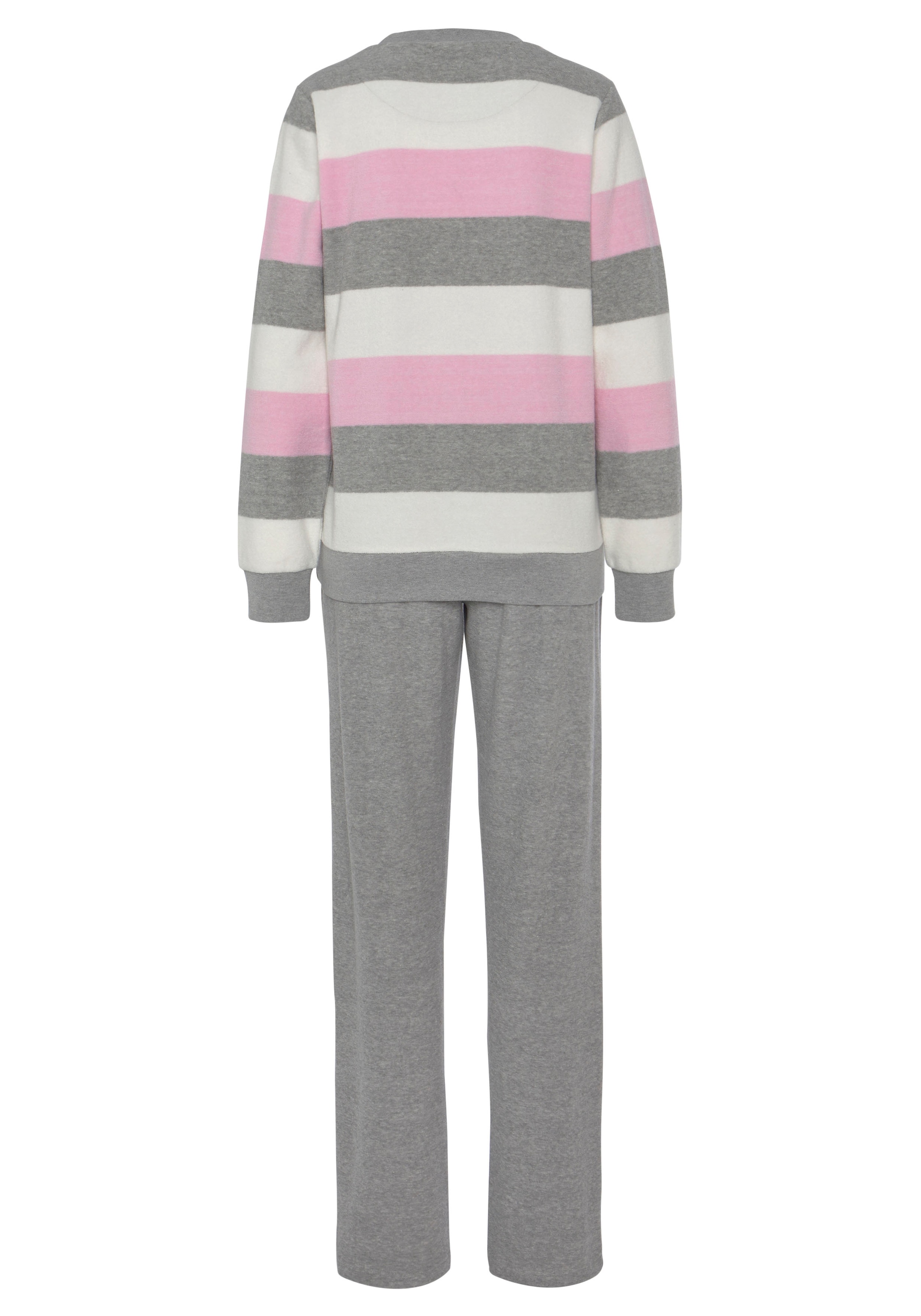 Vivance Dreams Pyjama, (2 tlg.), aus weichem Frottée und mit Colorblock Streifen