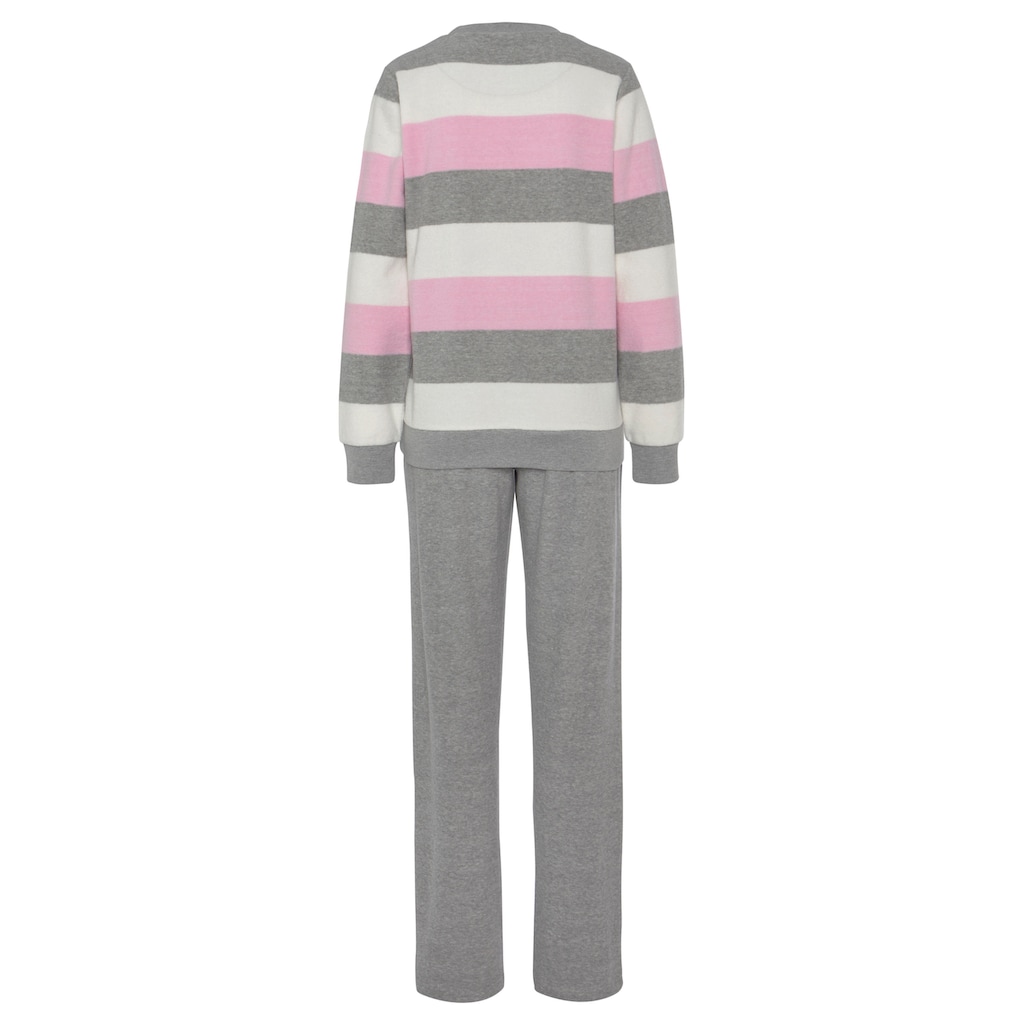 Vivance Dreams Pyjama, (2 tlg.), aus weichem Frottée und mit Colorblock Streifen