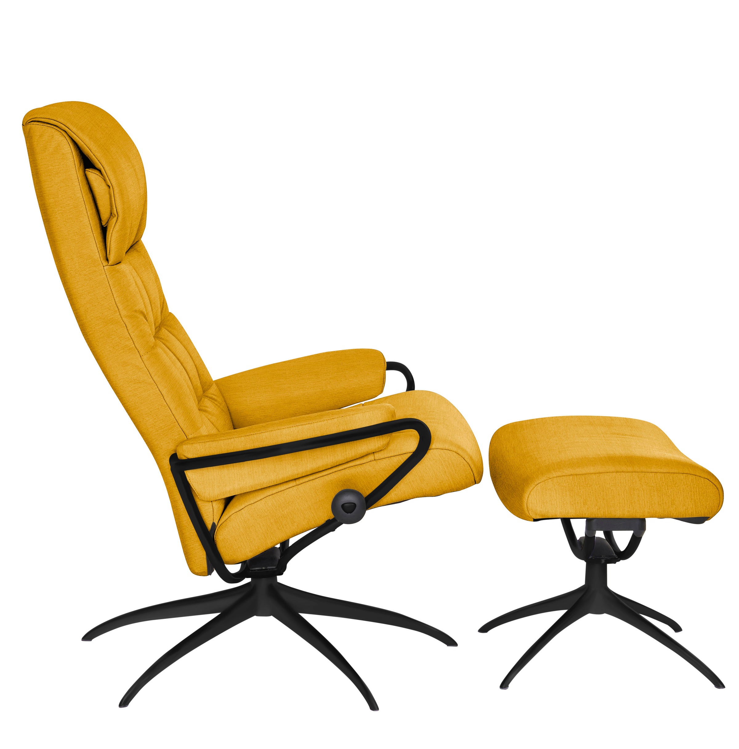 Stressless® Relaxsessel »London«, (Set, Relaxsessel mit Hocker), mit Hocker, High Back, mit Star Base, Gestell Schwarz
