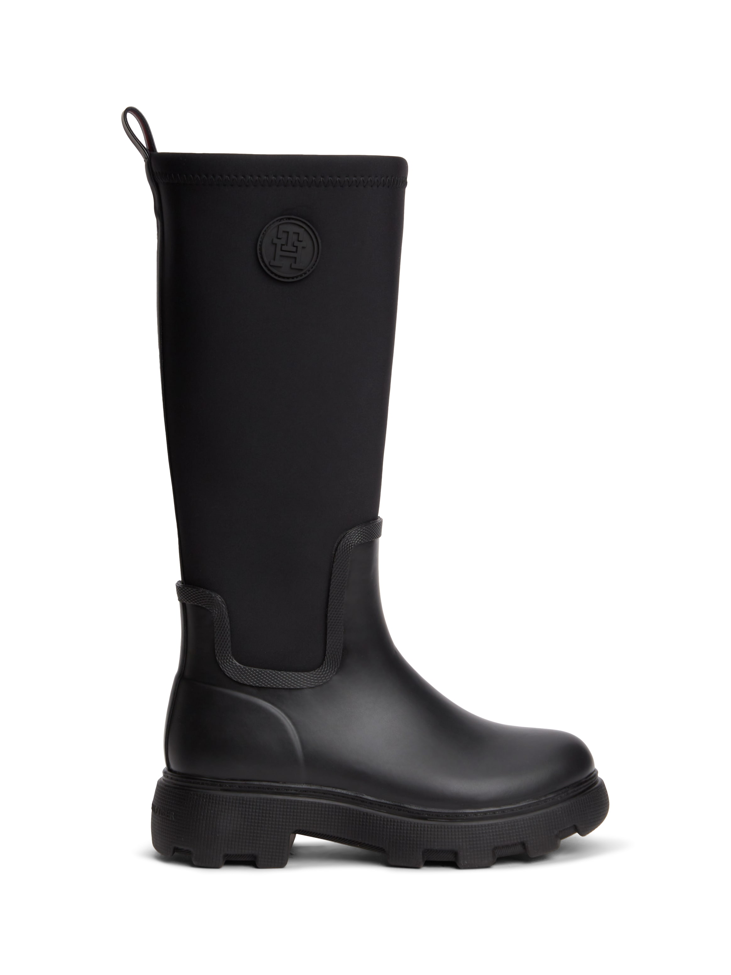 Tommy Hilfiger Gummistiefel »TH STAMP WARM KNEE RAIN BOOT«  Blockabsatz, Rainboots mit seitlichem Logo-Aufnäher