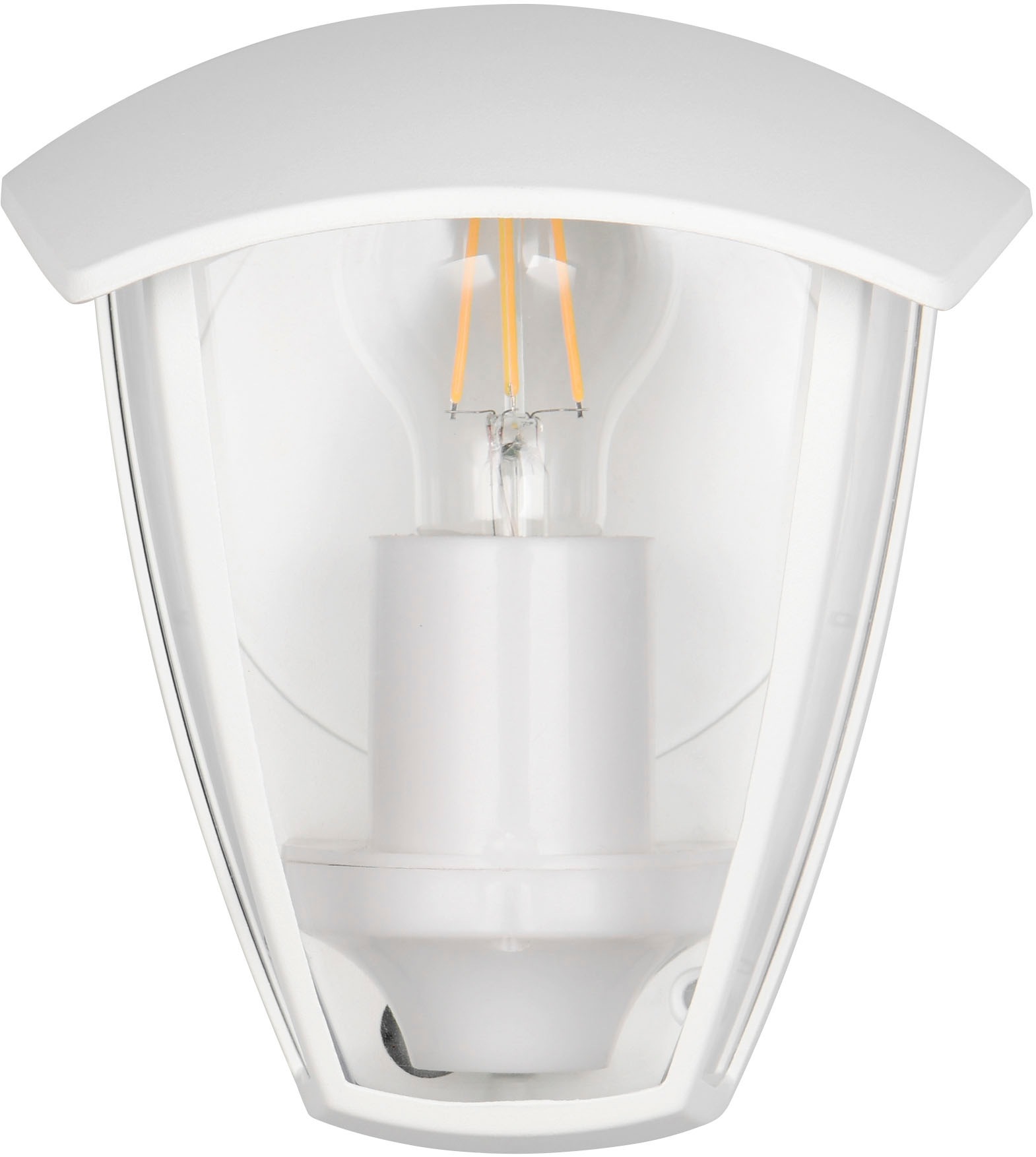 TRIO Leuchten Außen-Wandleuchte »VENTA, Outdoor Hauswand Fassadenbeleuchtung, exkl 1x E27 max 10W, IP44«, 1 flammig, Leuchtmittel E27 | Leuchtmittel wechselbar, Wandlampe Garten Terrasse, Aluminium mit Kunststoff Schirm transparent