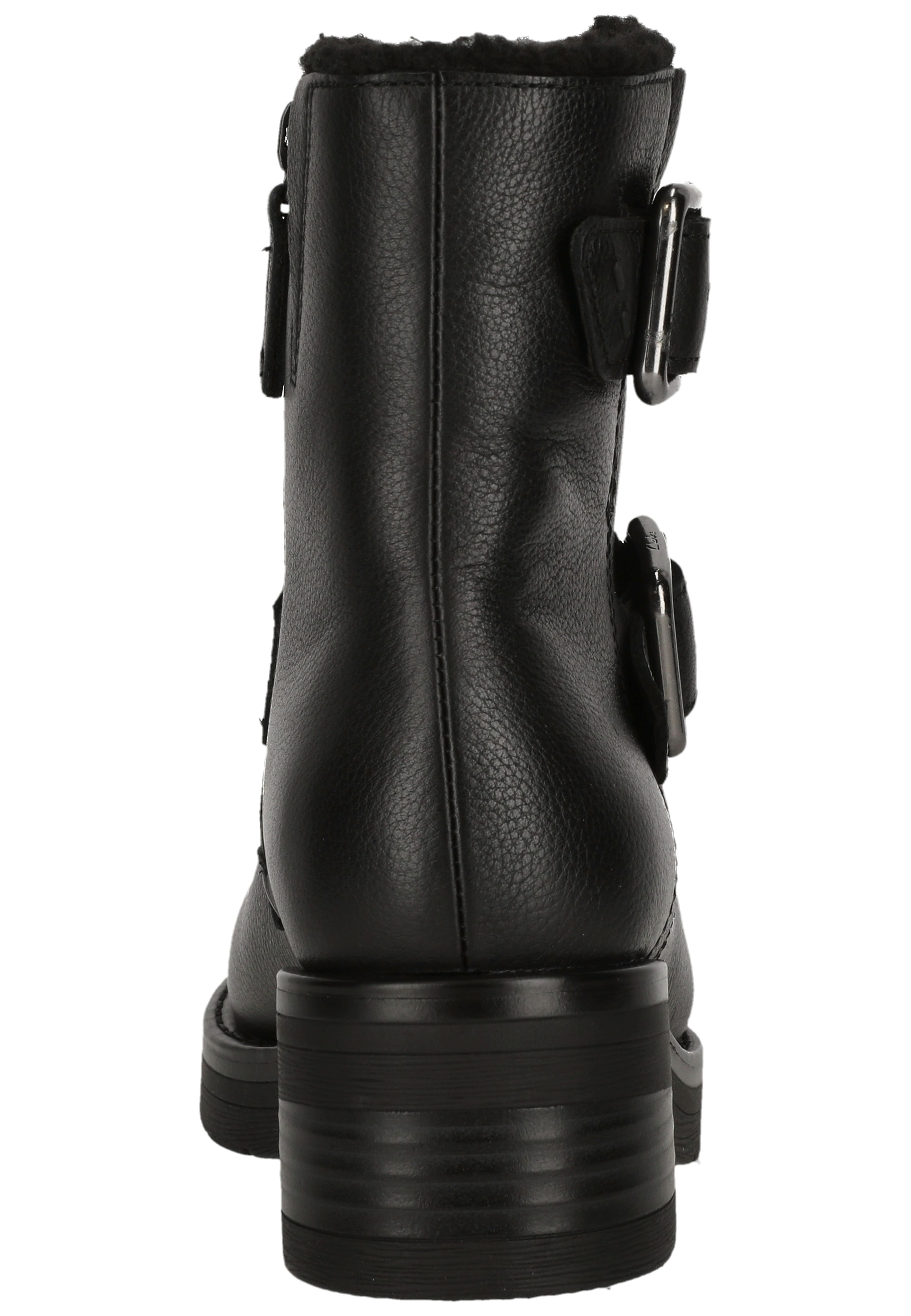 Clarks Stiefelette »Rebelle Buckle Black WLined Lea«  mit stilvollen Details