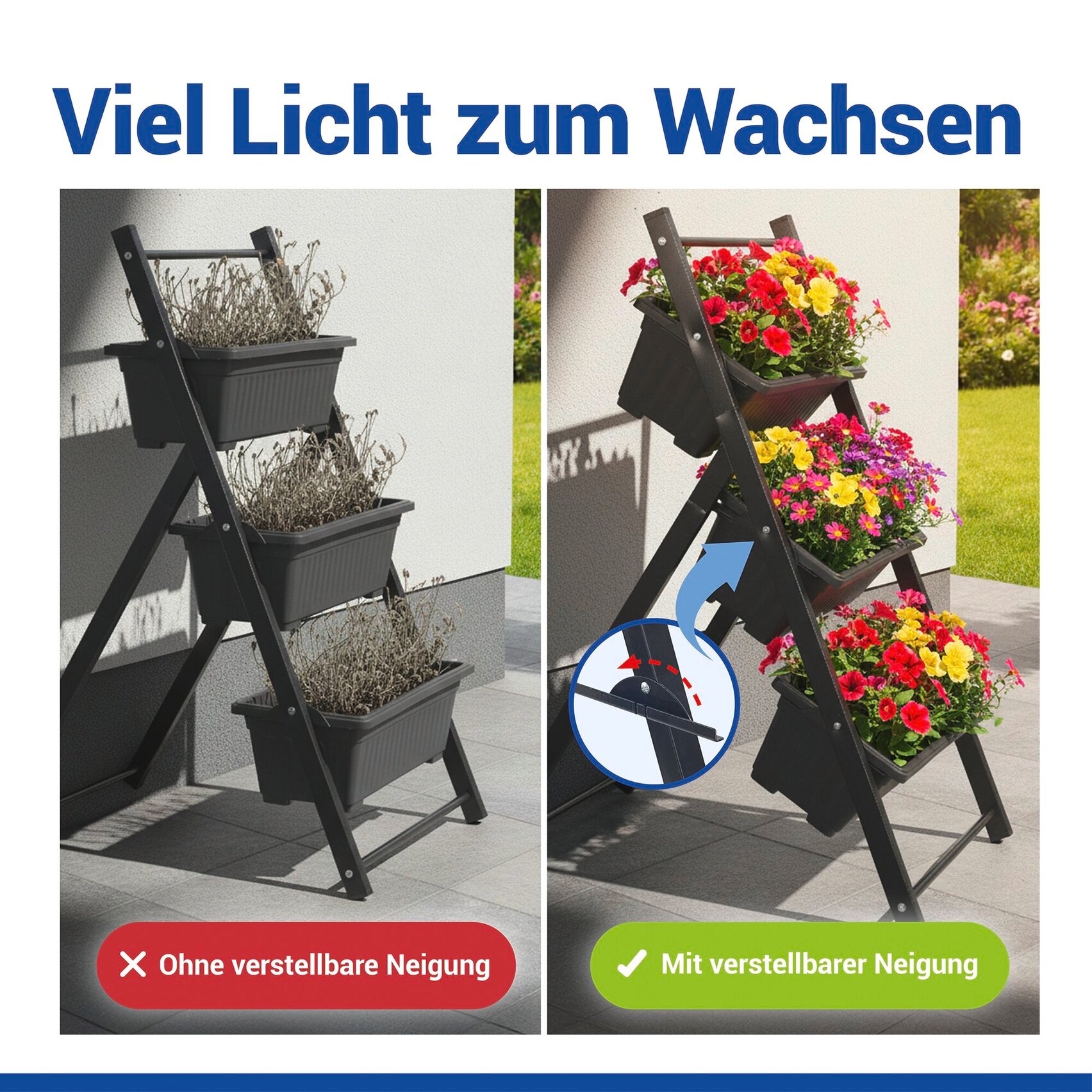 Maximex Hochbeet »Vertikales Hochbeet 3 Etagen« vertikales Hochbeet für Balkon & Terrasse, herausnehmbare Pflanzkästen