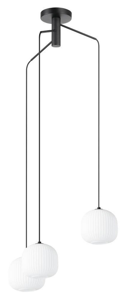 EGLO Hängeleuchte »MANTUNALLE«, 3 flammig, Leuchtmittel E27 | ohne Leuchtmittel, Pendelleuchte, Metall in schwarz und Glas in weiß, E27 Fassung, Ø 62cm